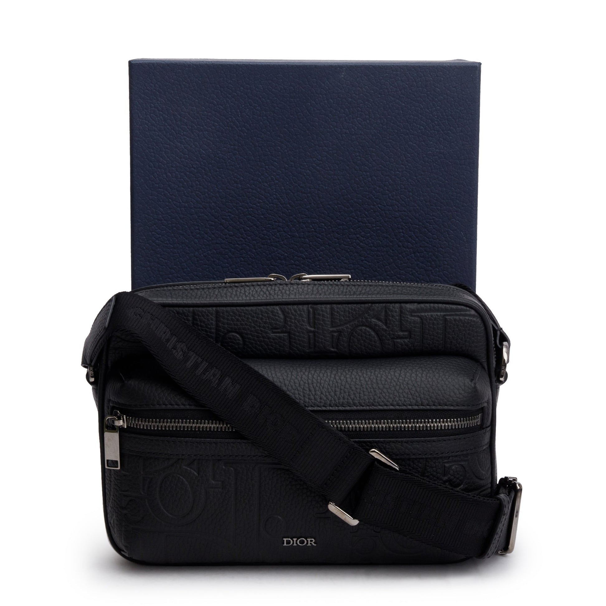 Christian Dior 2024 Black Leather Rider 2.0 Zipped Messenger Bag