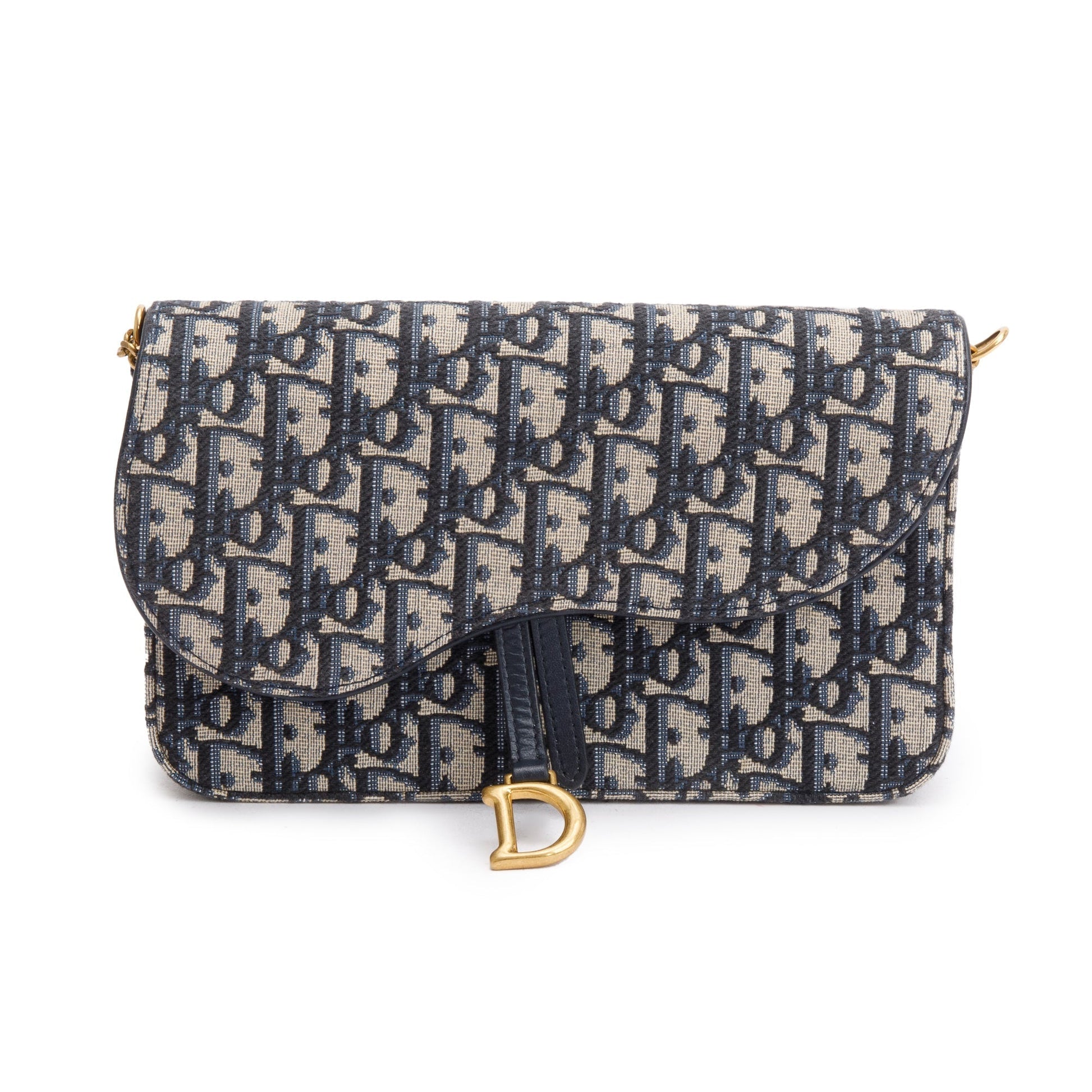 Christian Dior 2024 Oblique Jacquard Saddle Pouch with Chain