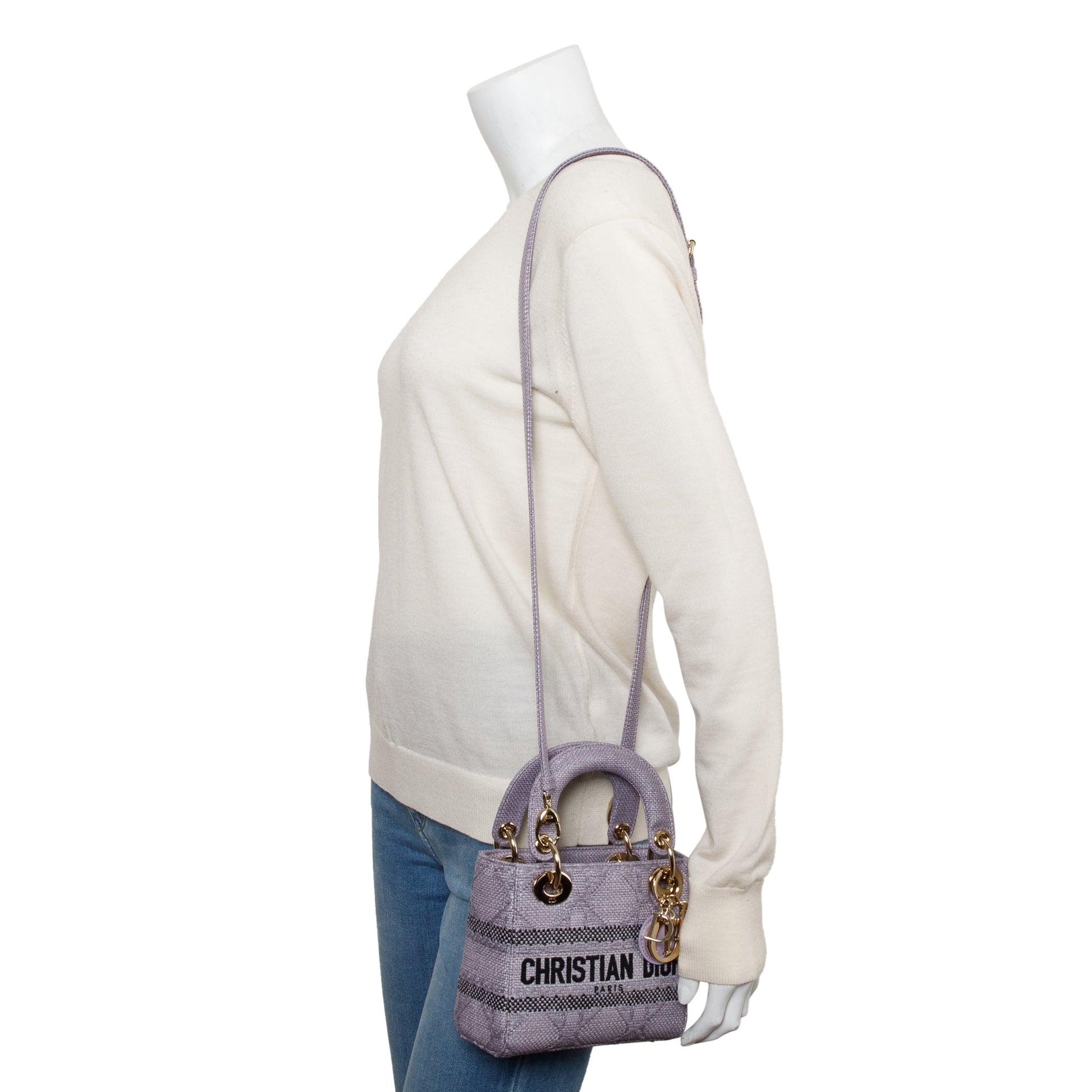 Christian Dior 2024 Purple Cannage Raffia Mini Lady D-Lite Bag