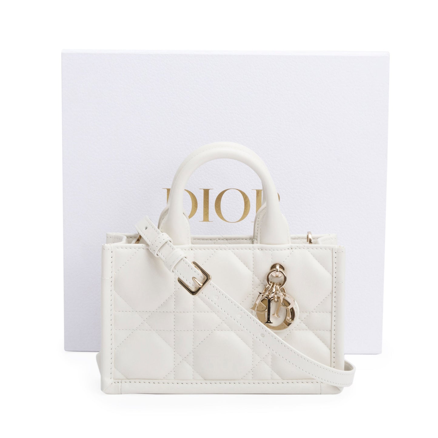 Christian Dior 2024White Macrocannage Lambskin Mini Book Tote