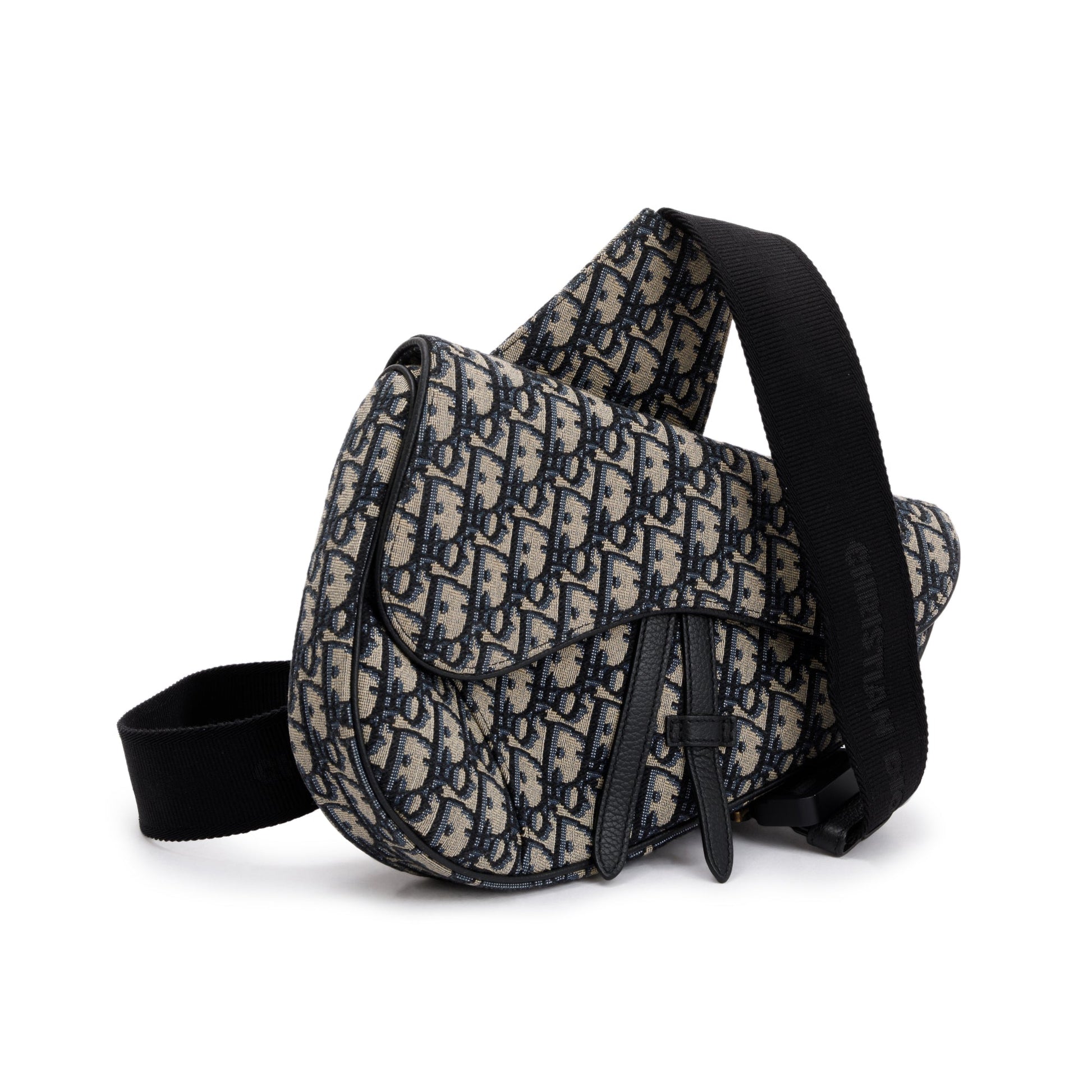 Christian Dior Beige & Black Oblique Mens Saddle Bag