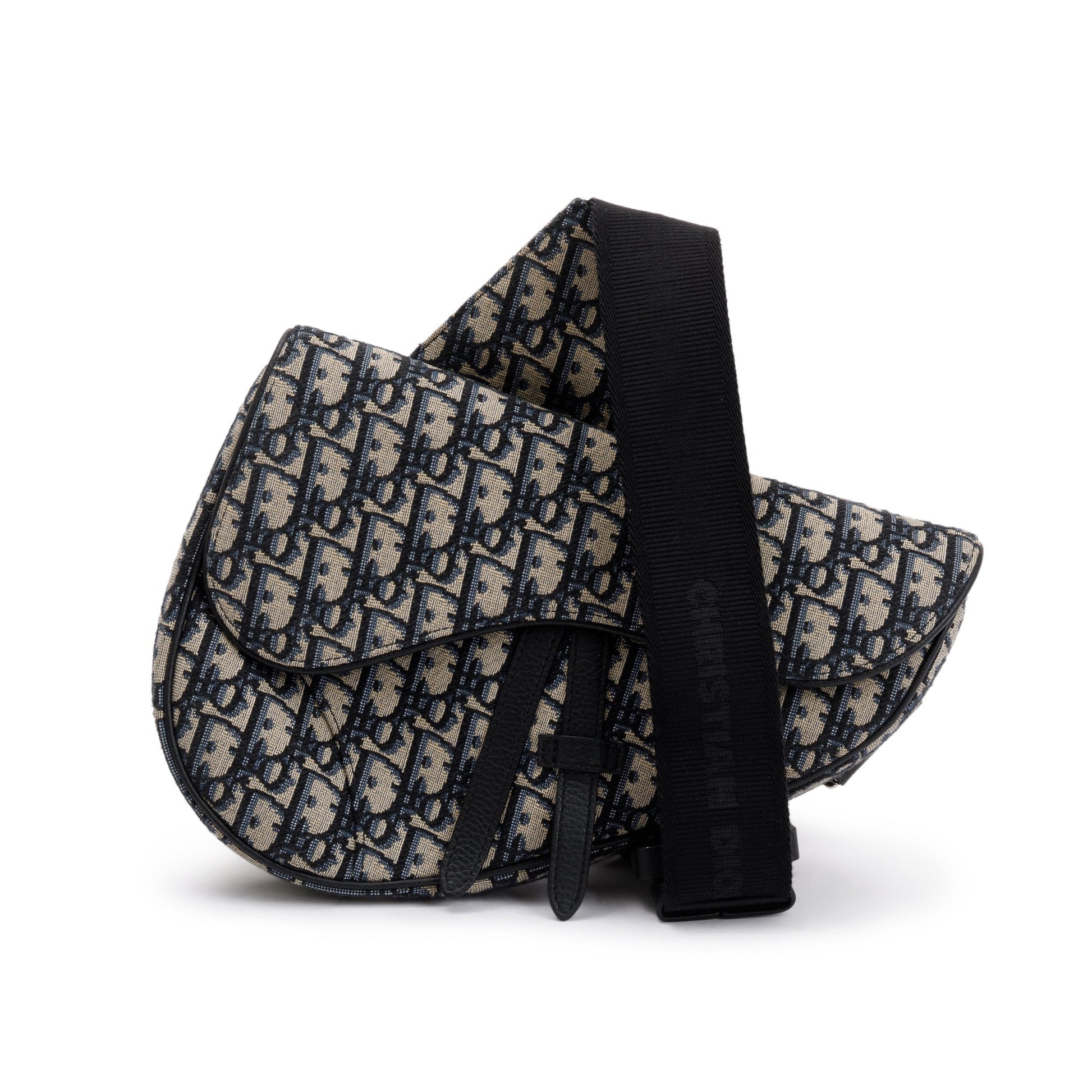Christian Dior Beige & Black Oblique Mens Saddle Bag
