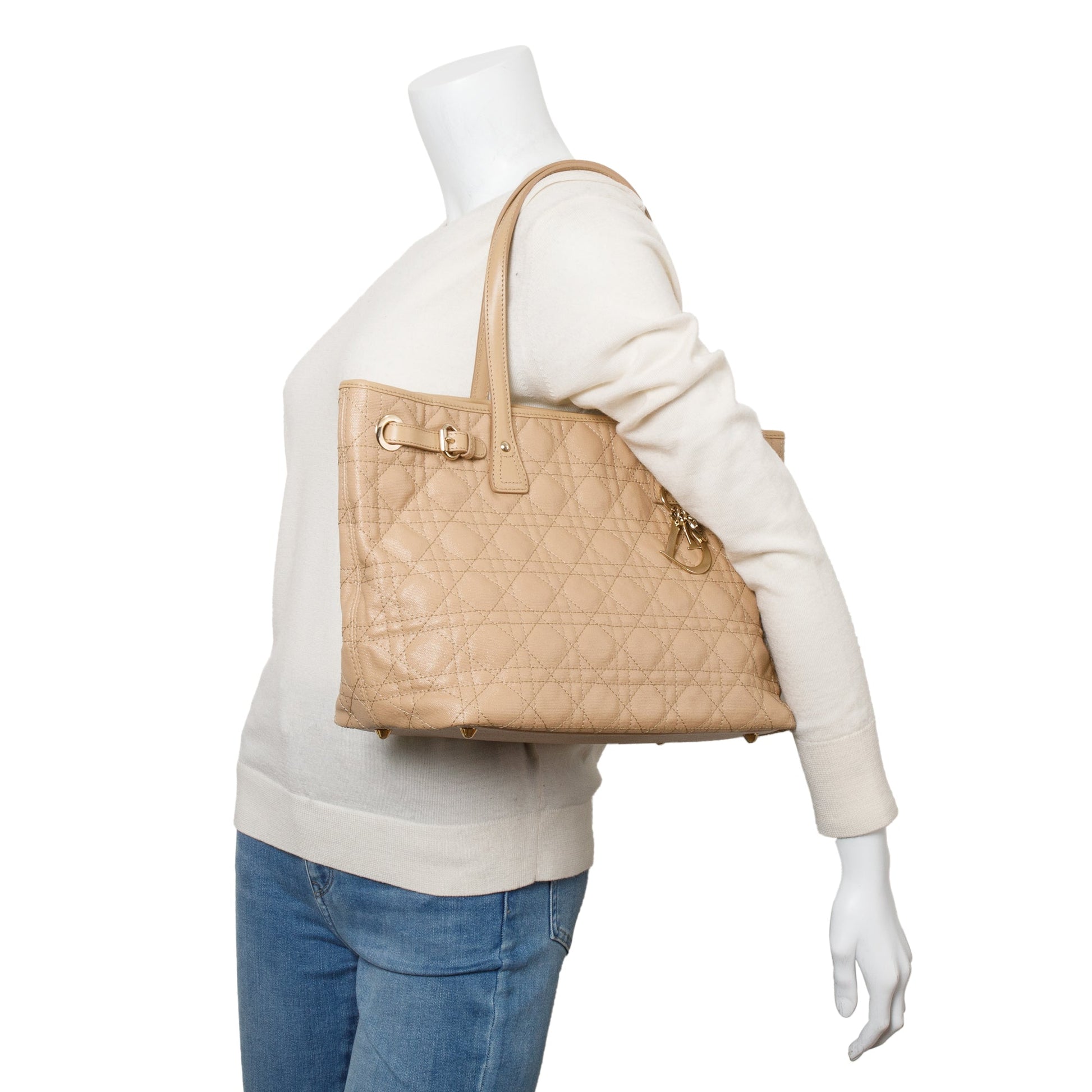 Christian Dior Beige Cannage Panarea Shopping Tote