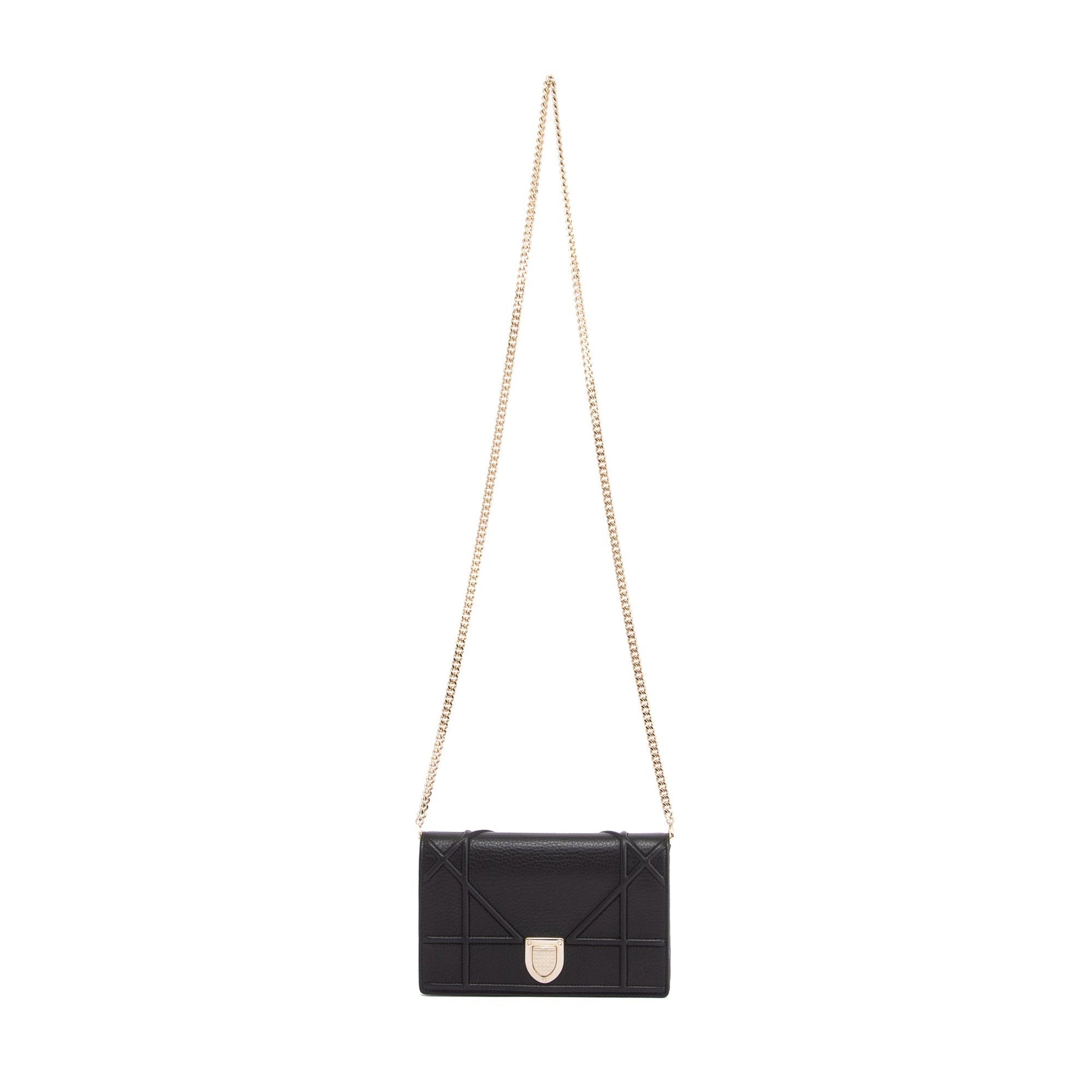 Christian Dior Black Diorama Wallet on Chain