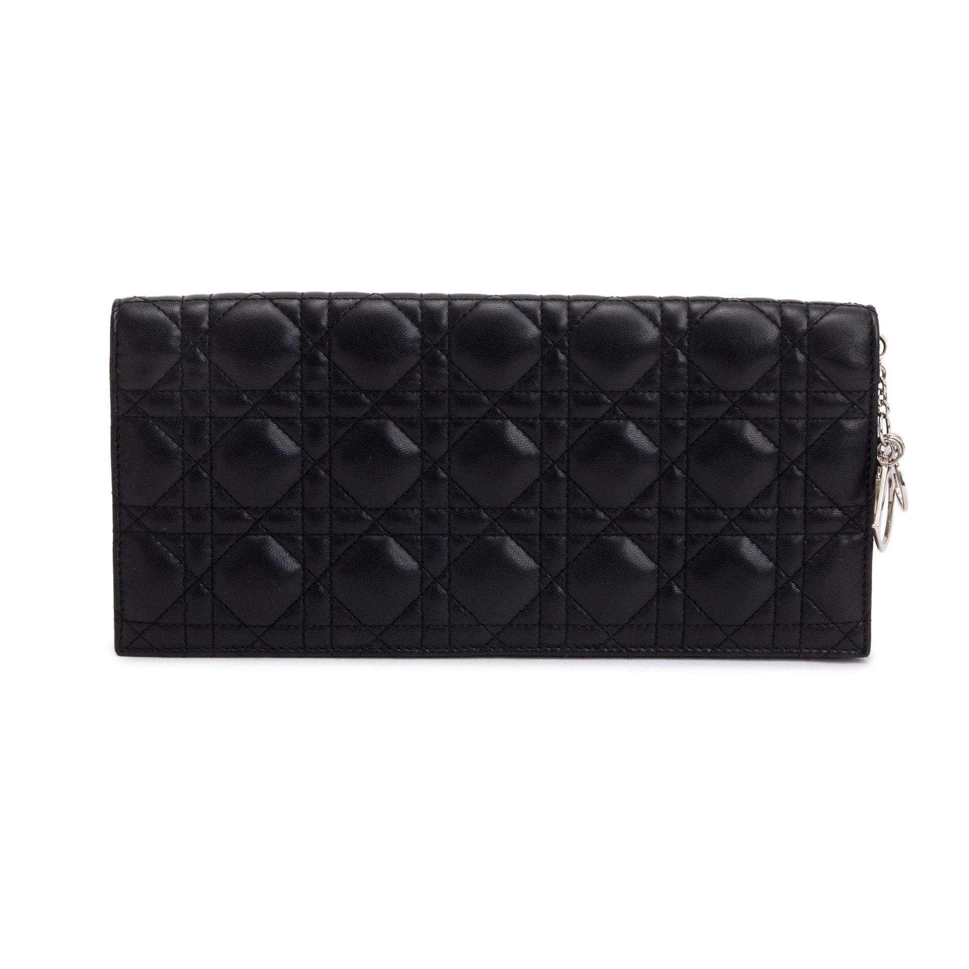 Christian Dior Black Leather Lady Dior Convertible Clutch