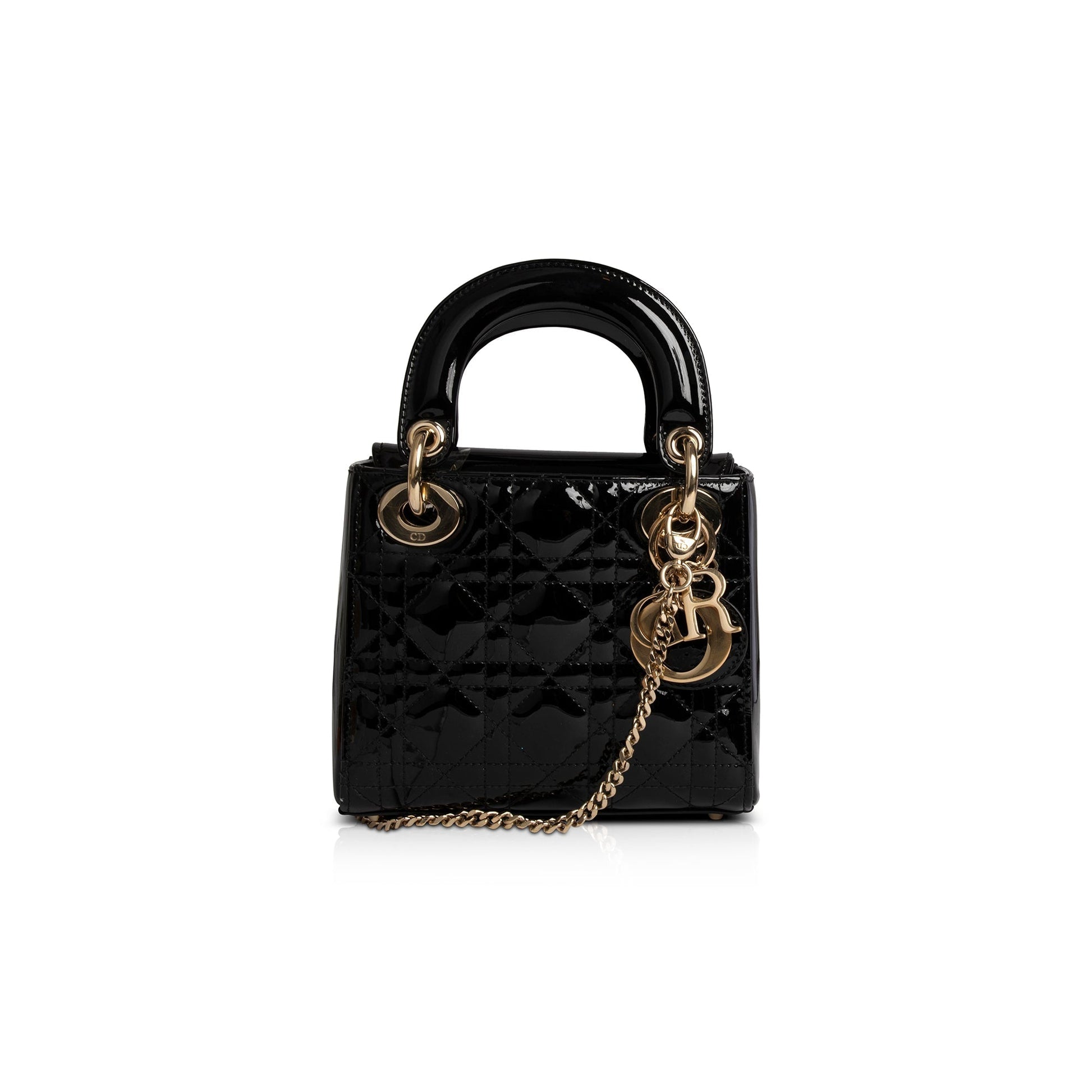 Christian Dior Black Patent Mini Lady Dior Bag