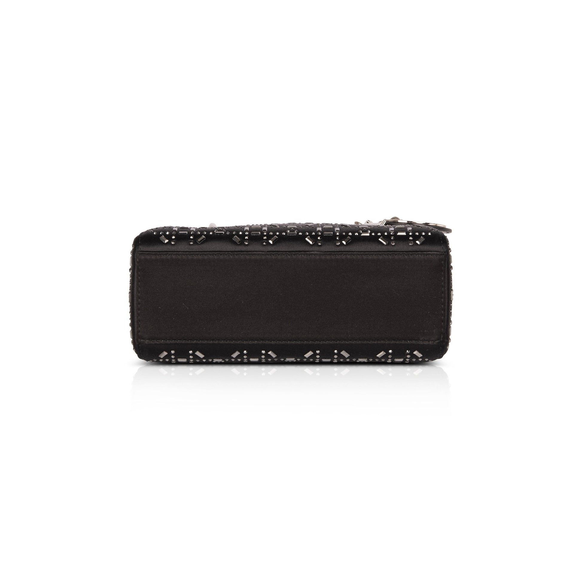 Christian Dior Black Strass Cannage Satin Mini Lady Dior Bag