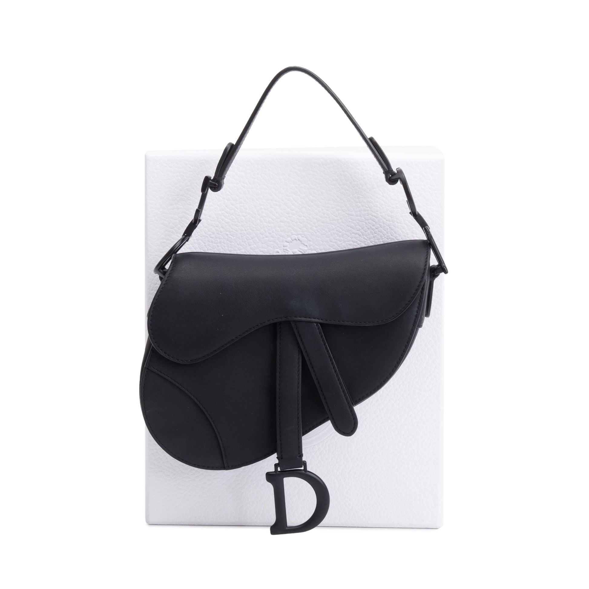 Christian Dior Black Ultramatte Calfskin Leather Mini Saddle Bag