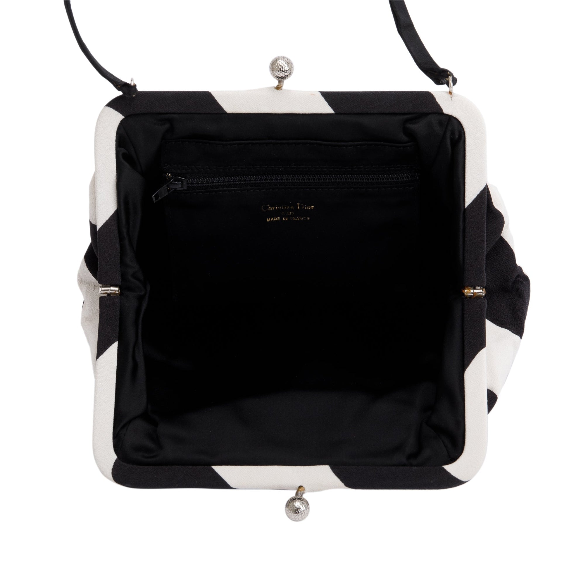 Christian Dior Black & White Canvas Frame Clutch Bag