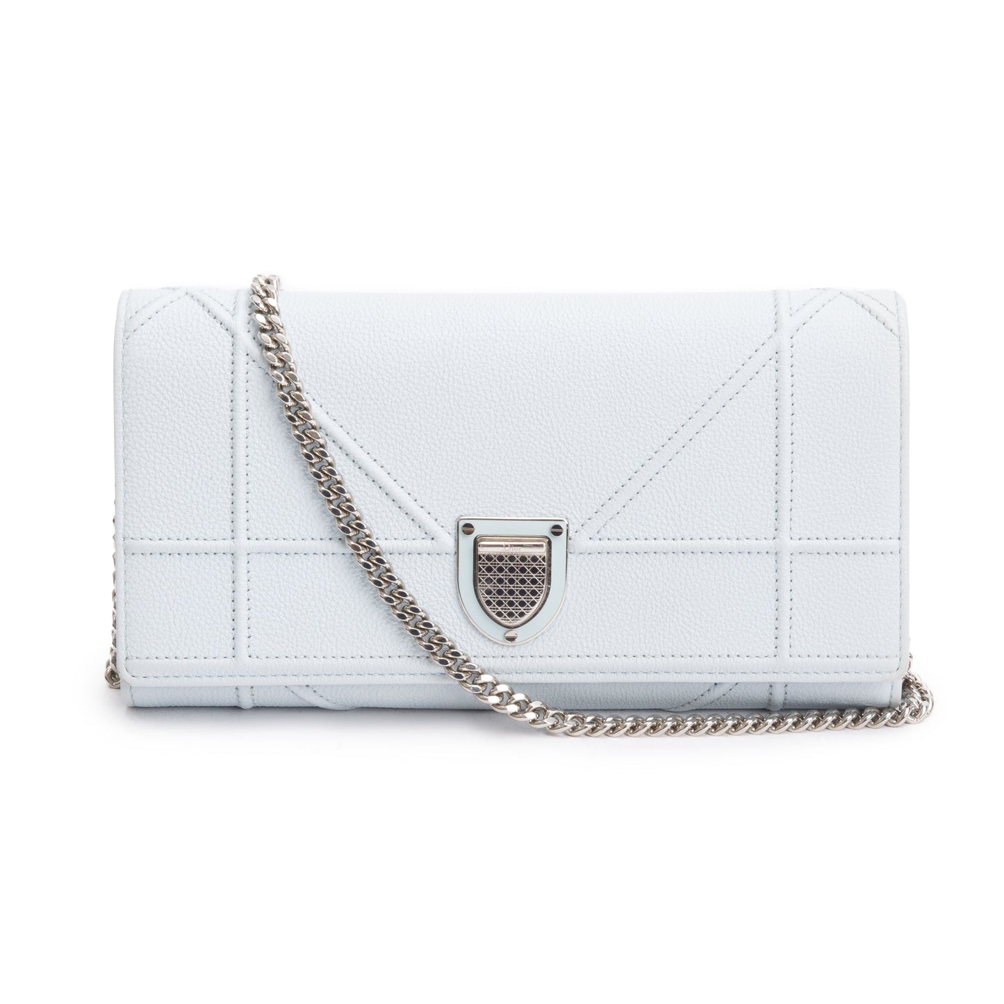 Christian Dior Blue Calfskin Leather Diorama Wallet on Chain