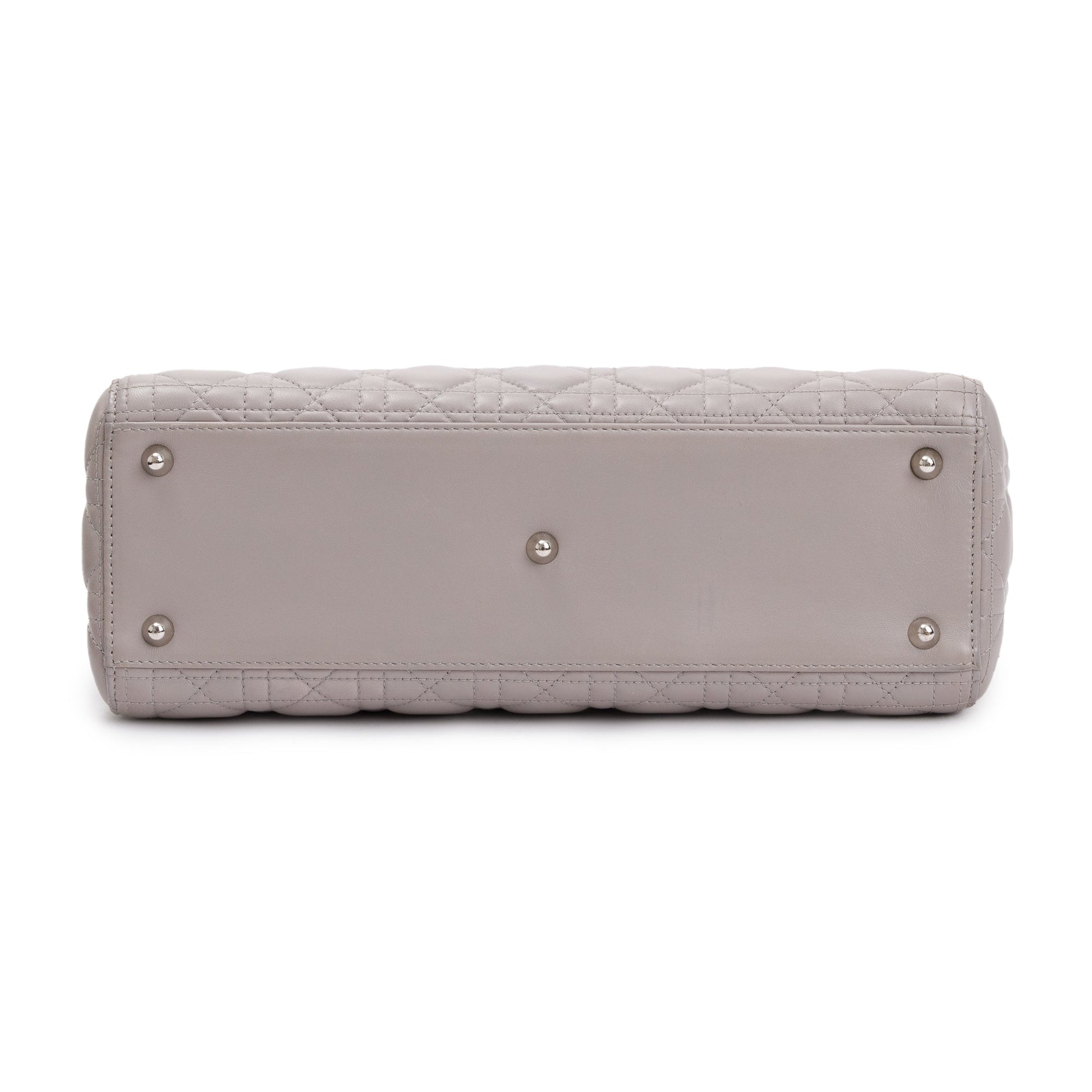 Christian Dior Grey Cannage Lambskin Leather Large Lady Dior Bag