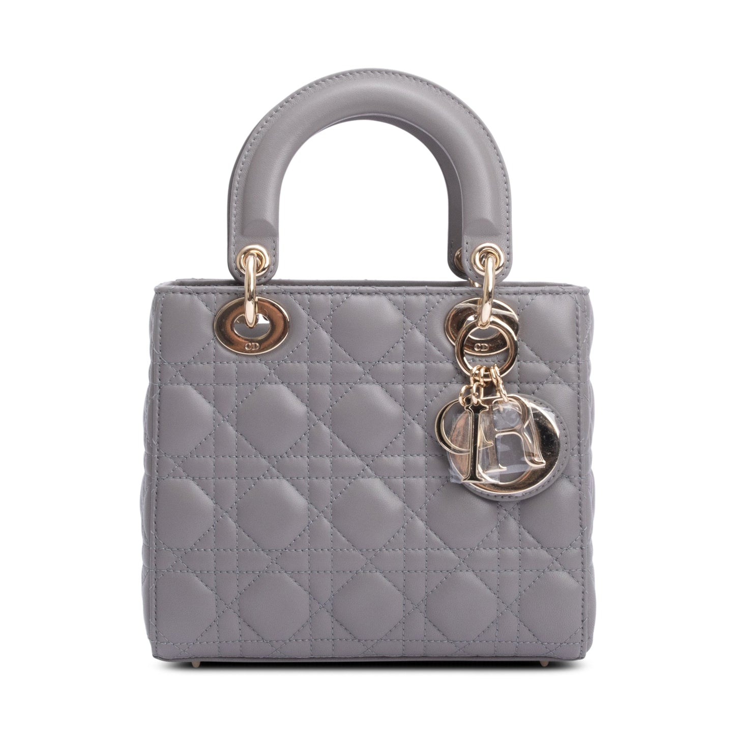 Christian Dior Grey Cannage Lambskin Leather Small Lady Dior Bag