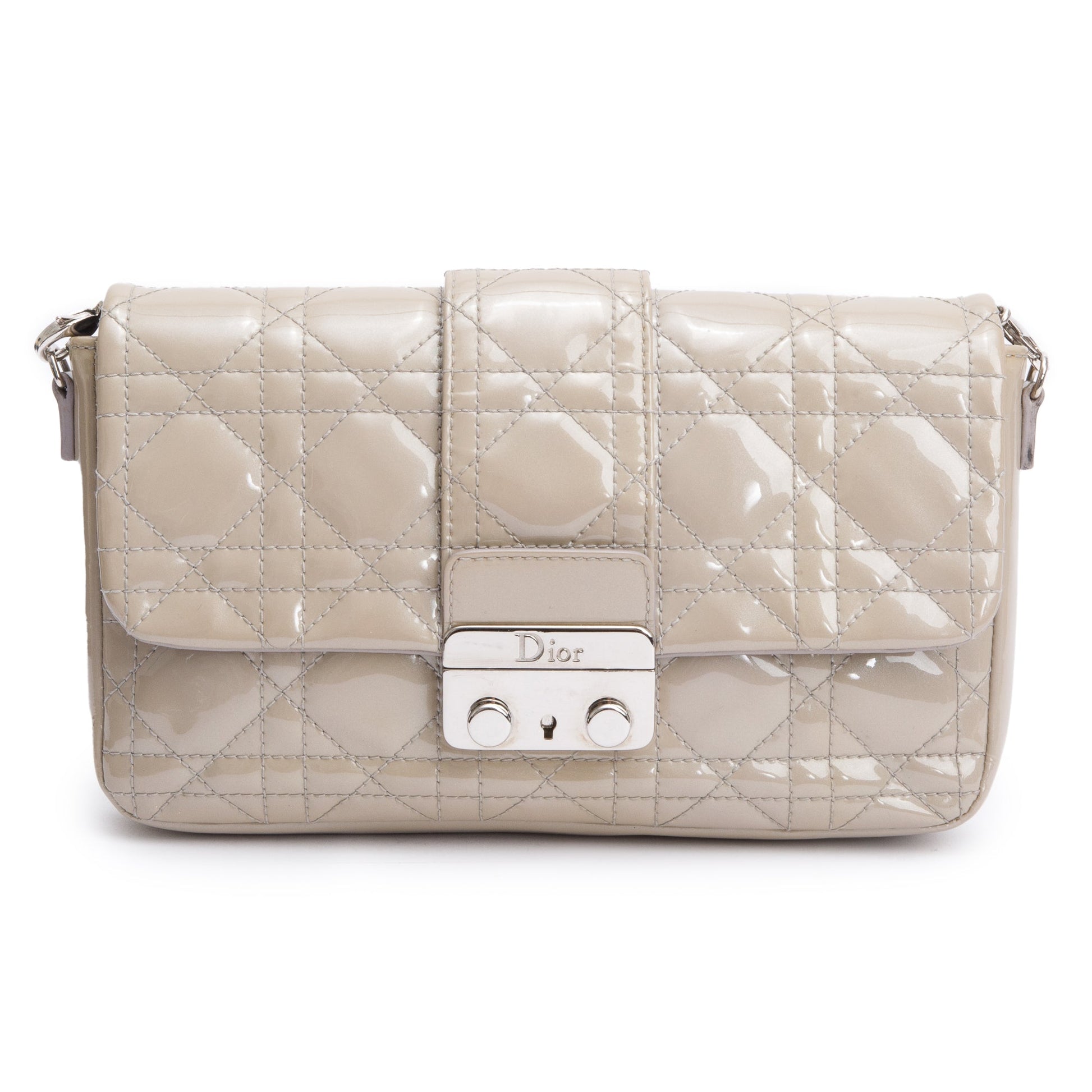 Christian Dior Grey Patent Cannage Miss Dior Promenade Pouch
