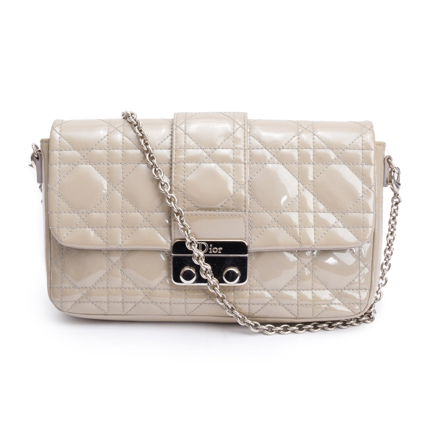 Christian Dior Grey Patent Cannage Miss Dior Promenade Pouch