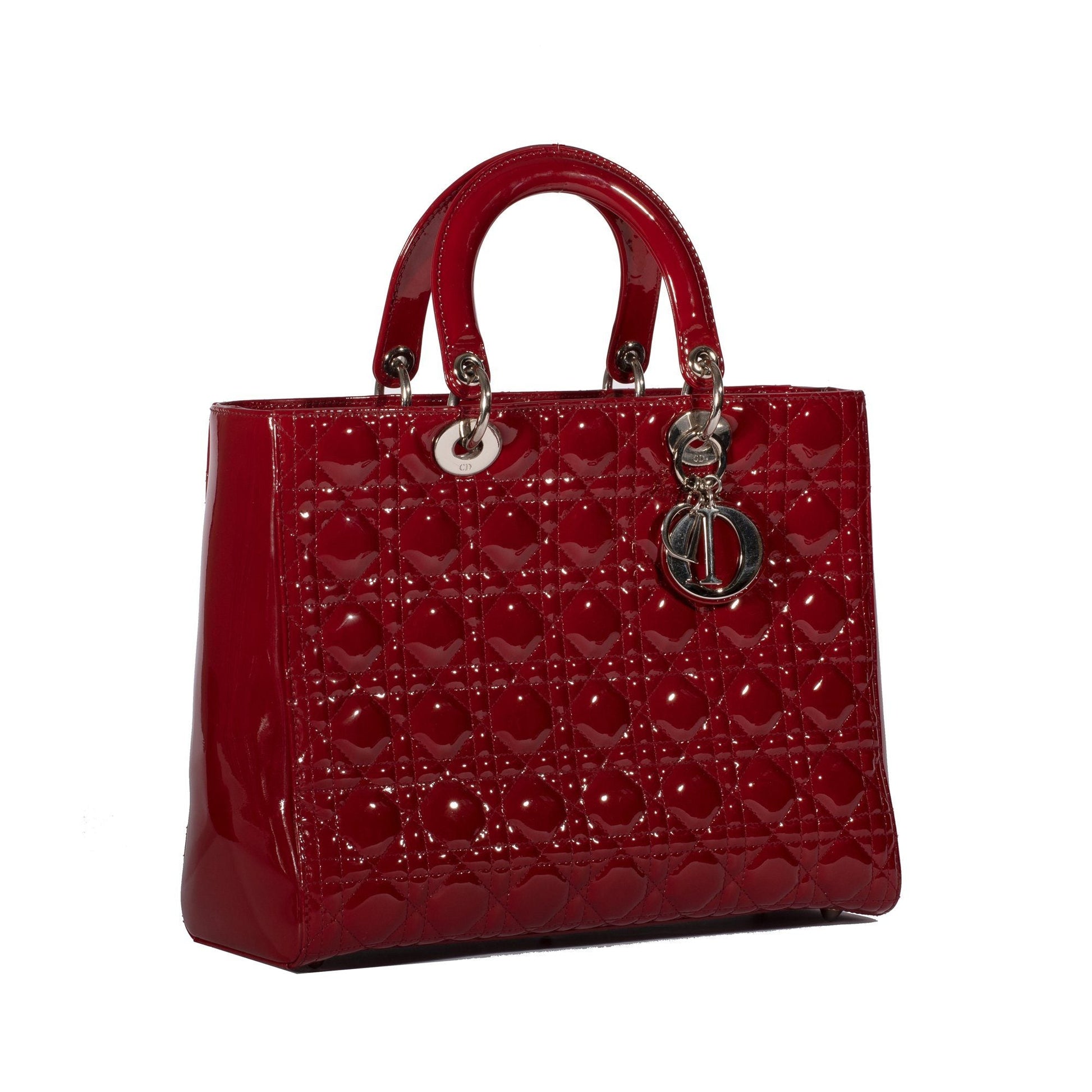 Christian Dior Large Red Leather Lady Dior Bag