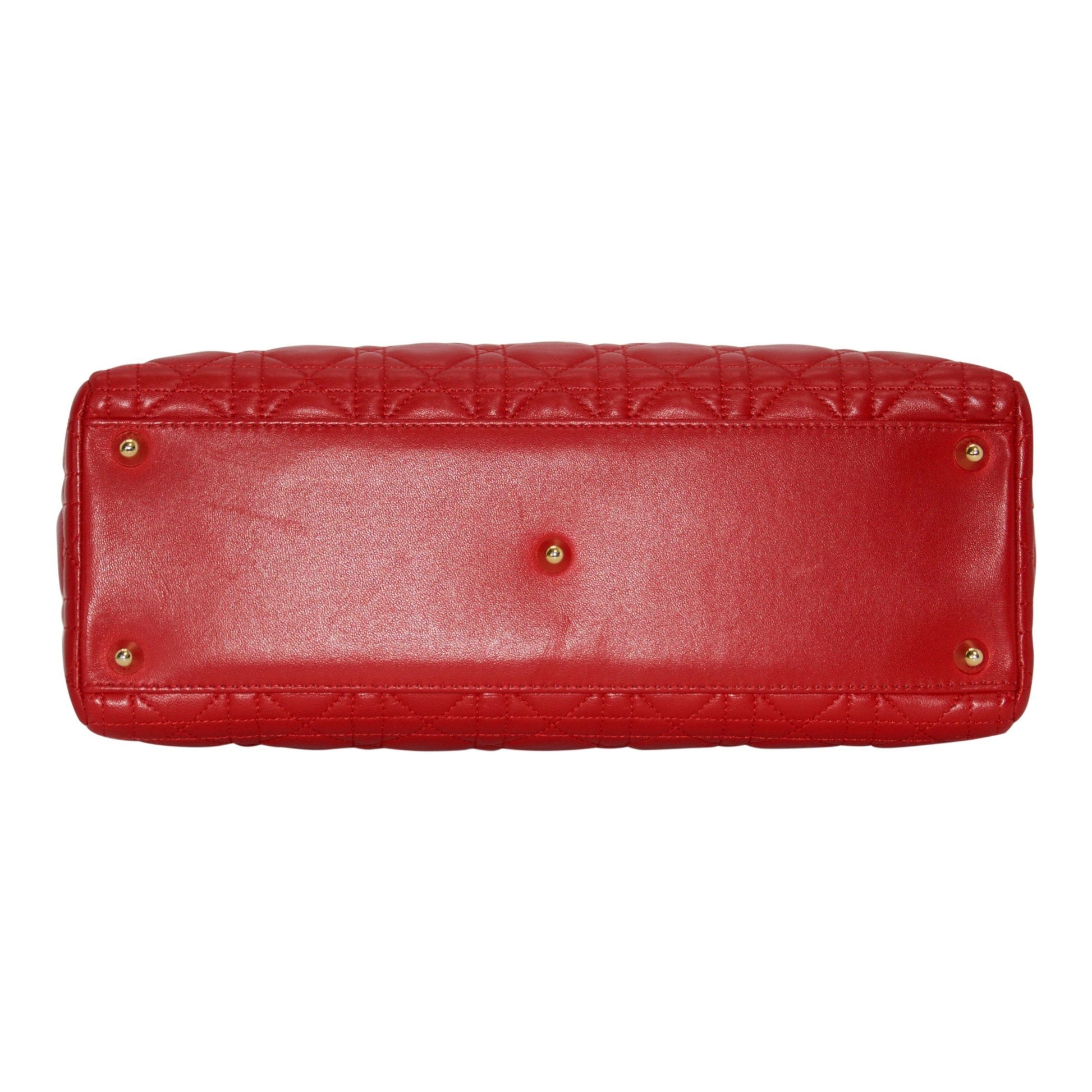 Christian Dior Large Red Leather Lady Dior Bag