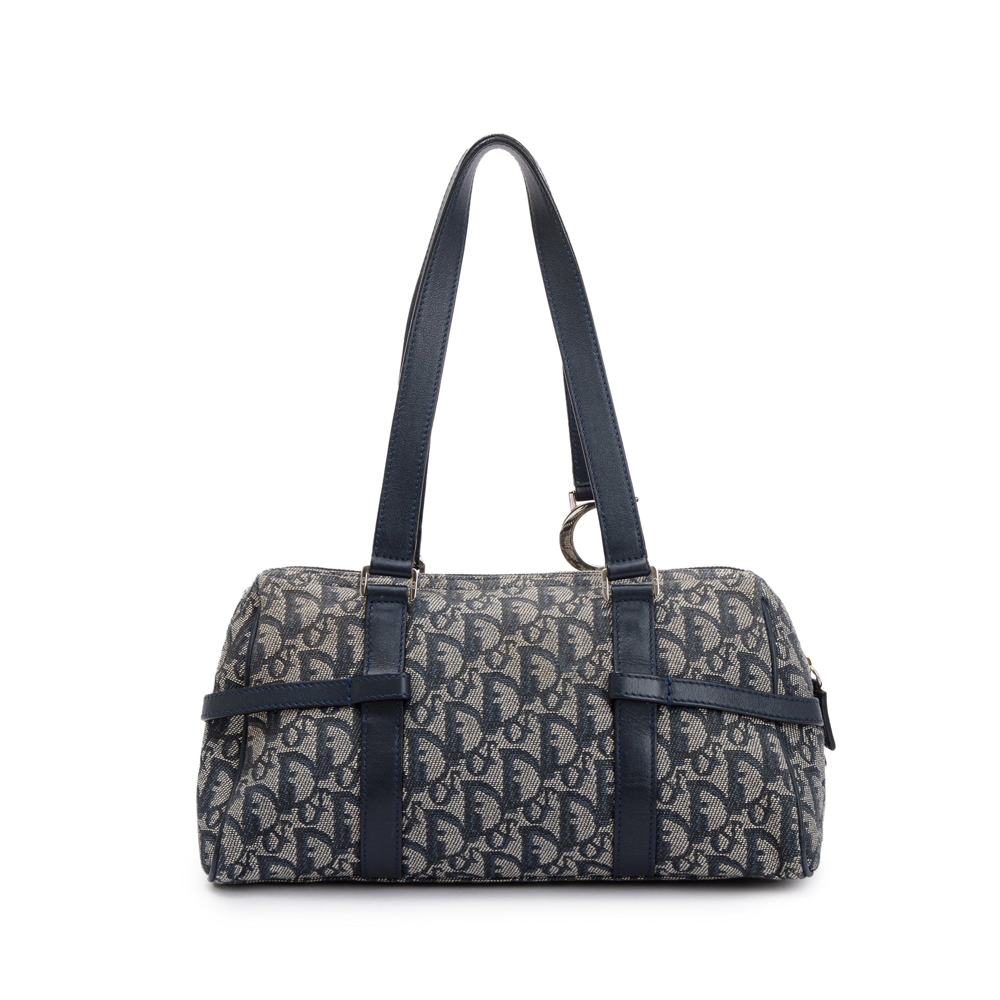 Christian Dior Navy Diorissimo Logo Charms Boston Bag