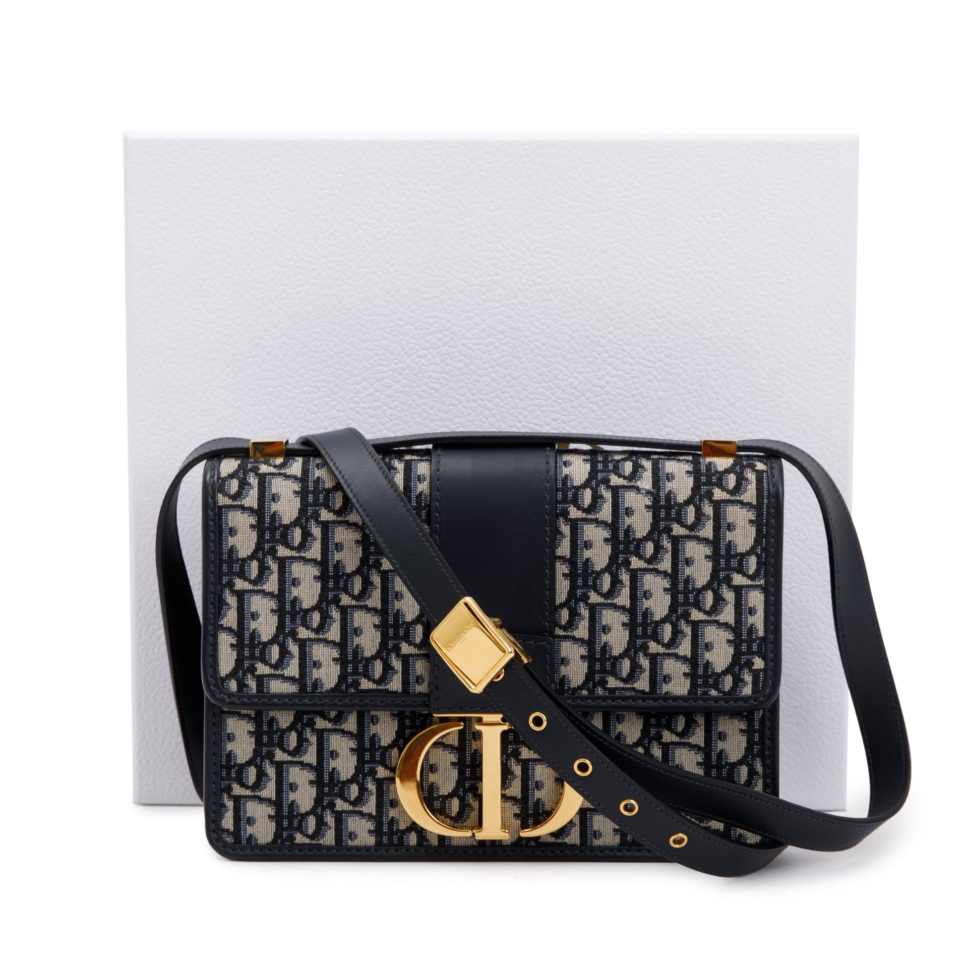 Christian Dior Navy Oblique 30 Montaigne Bag