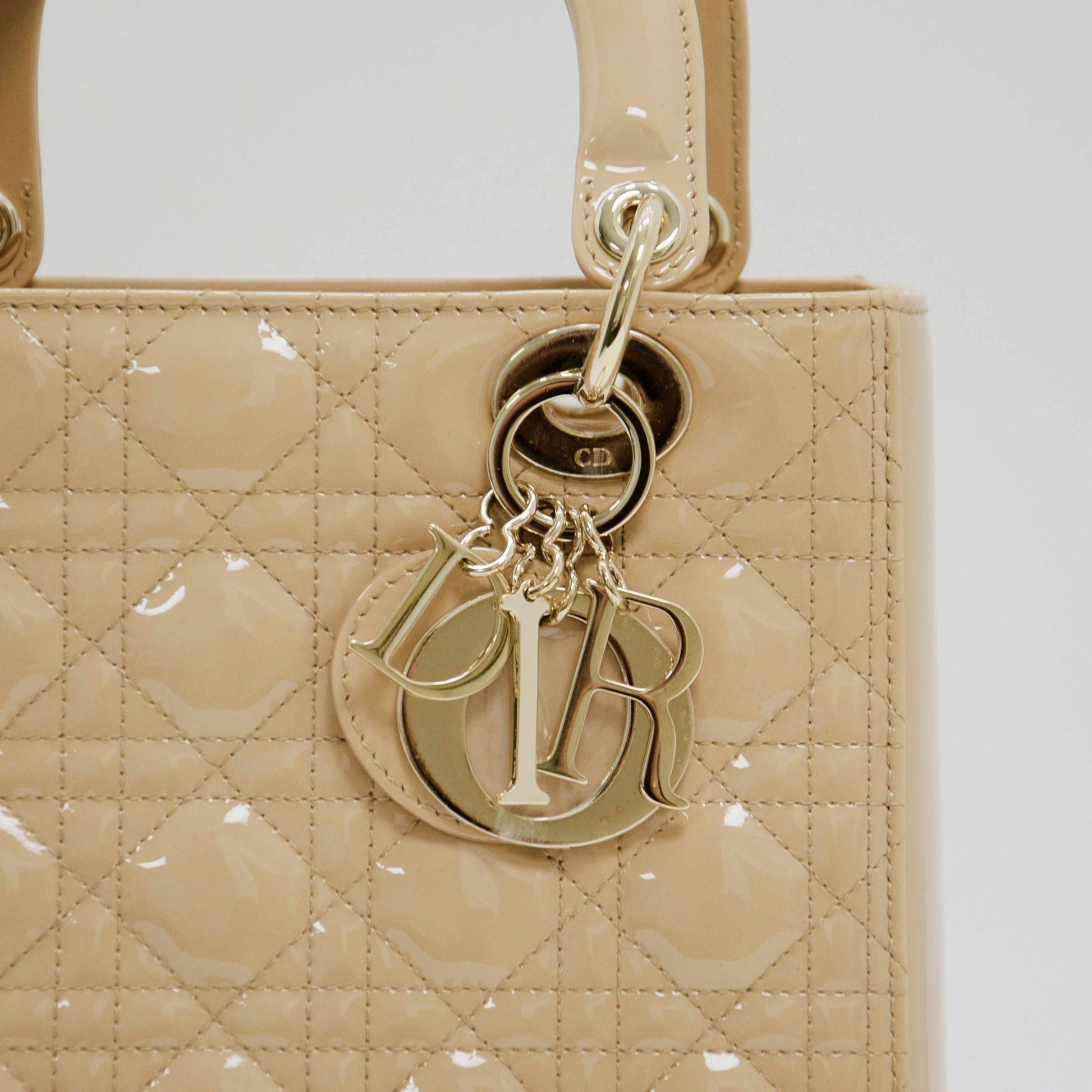 Christian Dior Patent Leather Medium Lady Dior Bag
