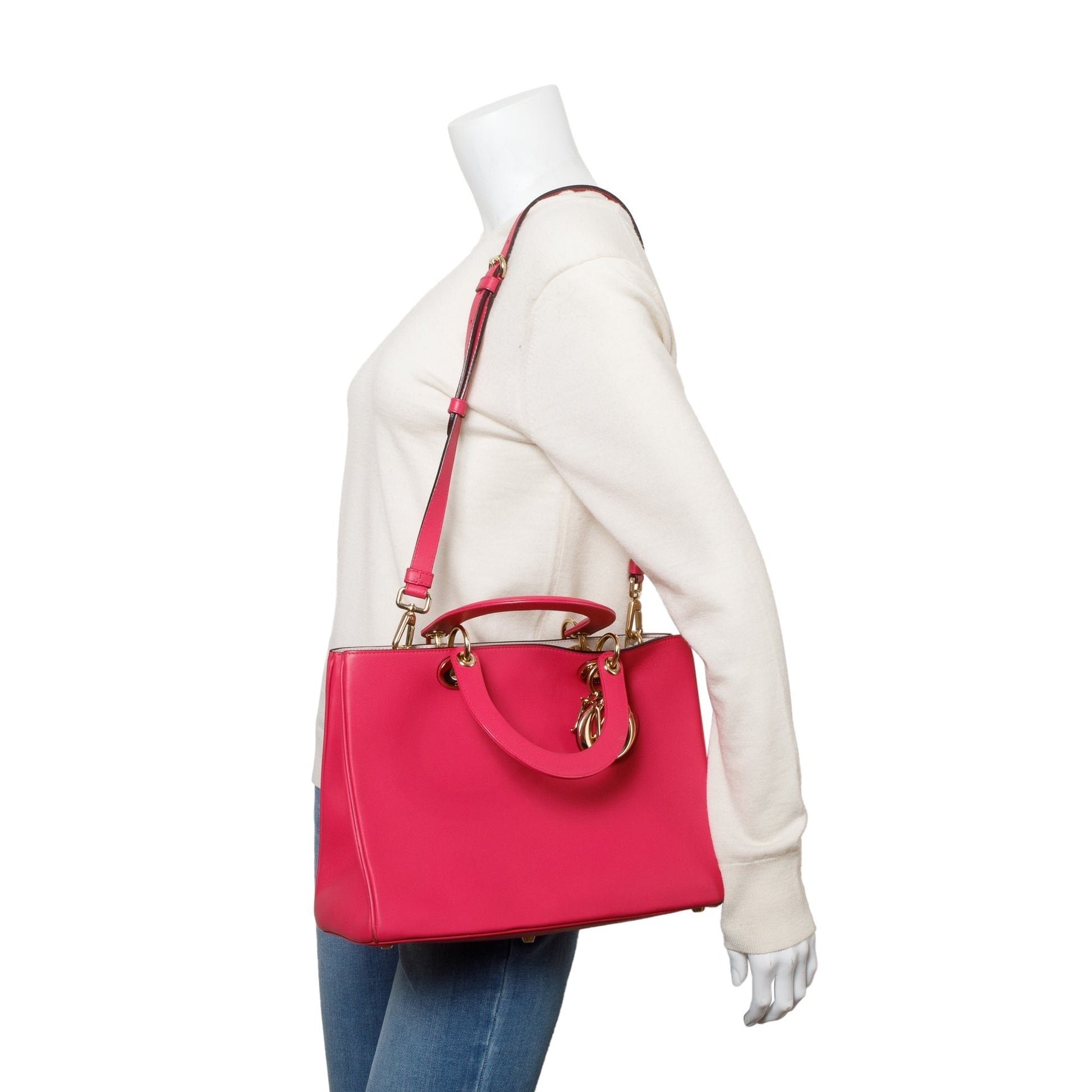Christian Dior Pink Calfskin Leather Medium Diorissimo Tote