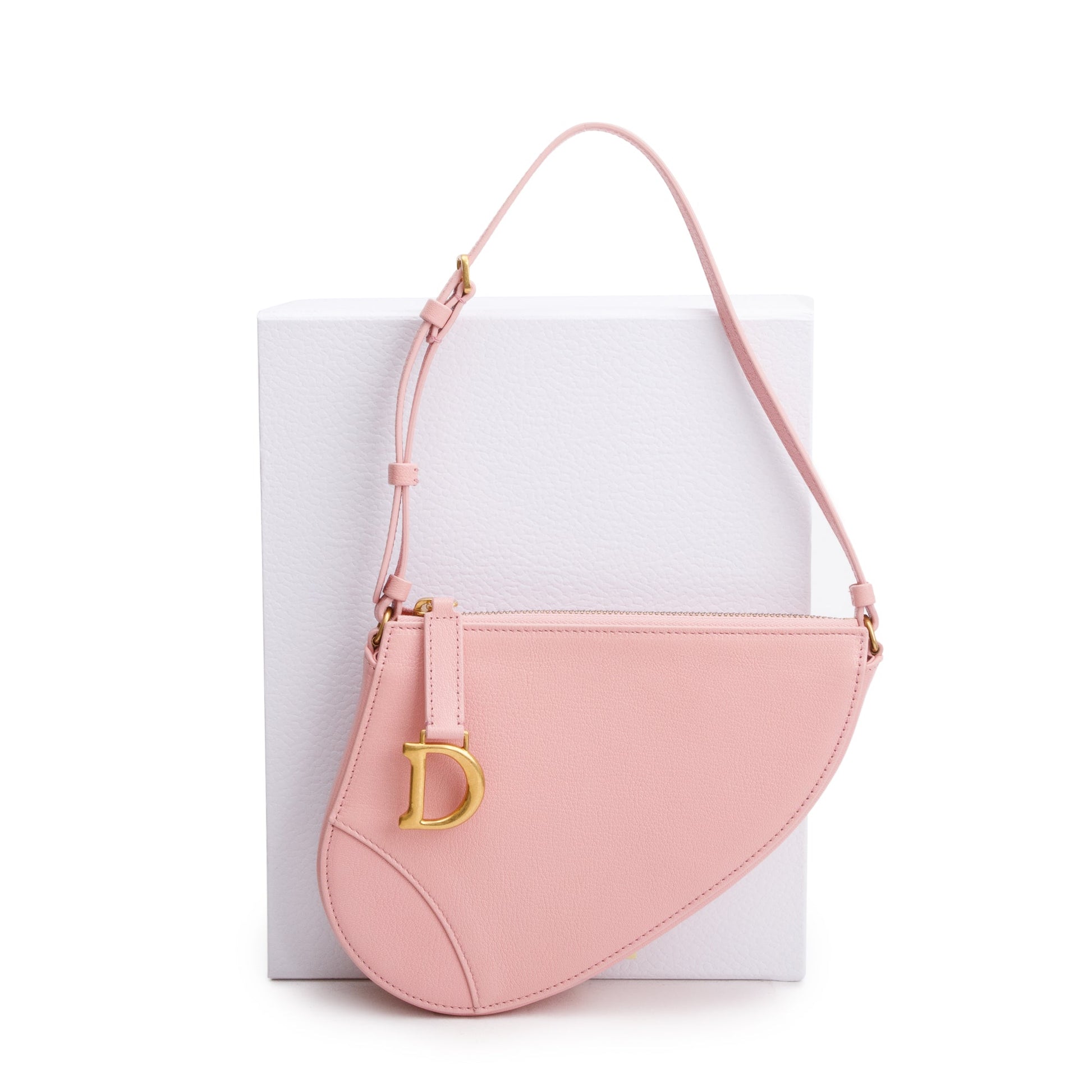 Christian Dior Pink Calfskin Leather Saddle Rodeo Pouch
