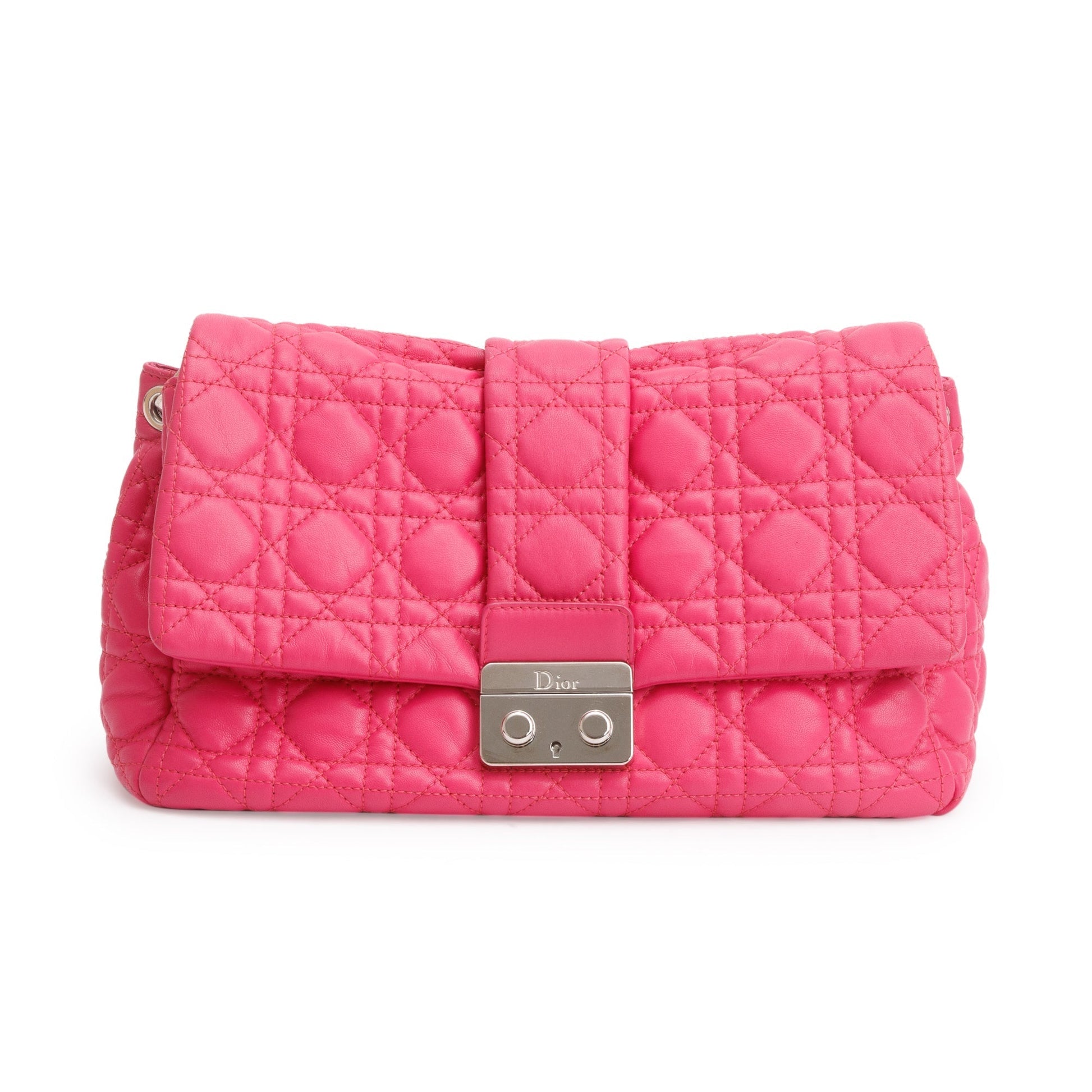 Christian Dior Pink Cannage Calfskin Leather New Lock Flap Bag