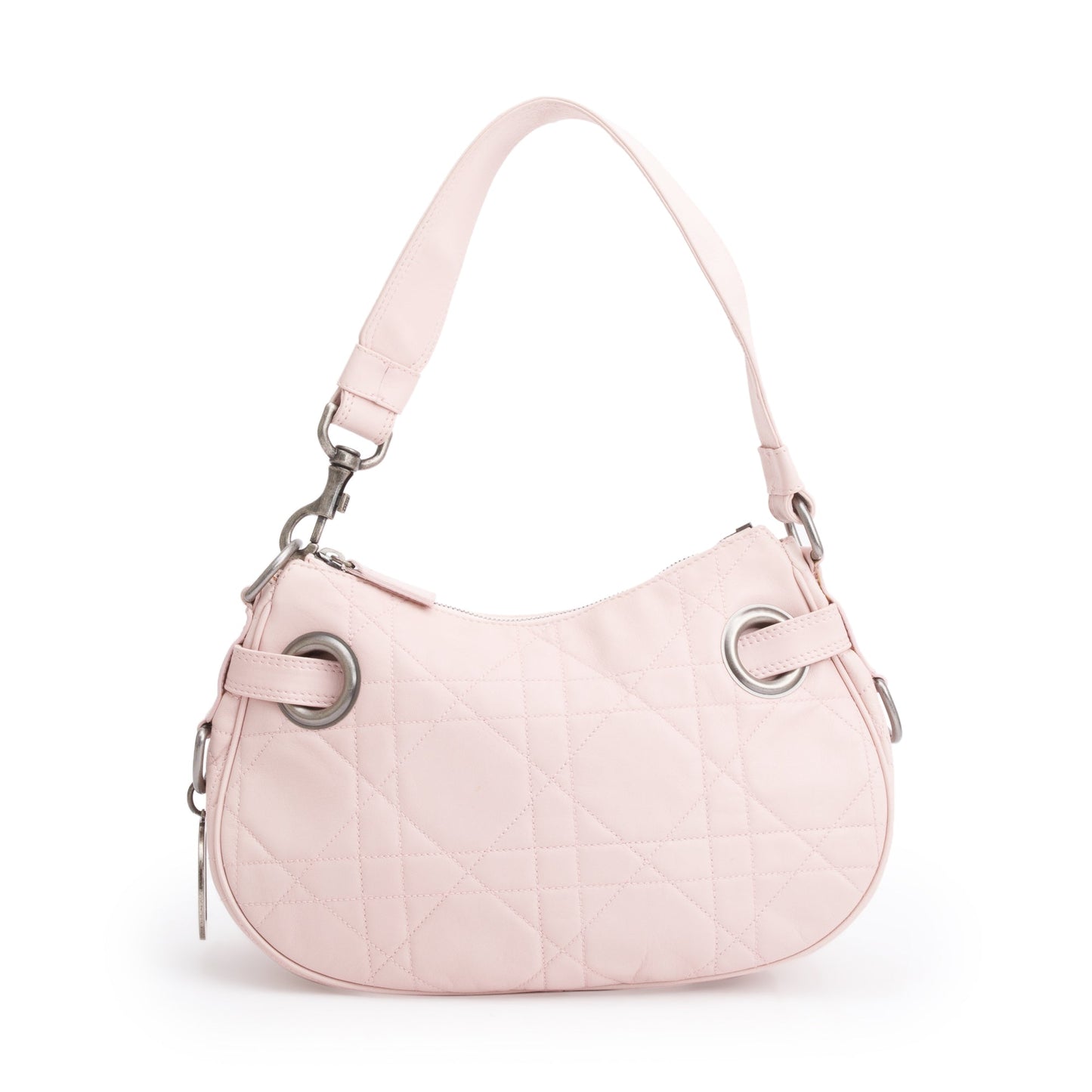 Christian Dior Pink Cannage Lambskin Leather Small D Charm Hobo