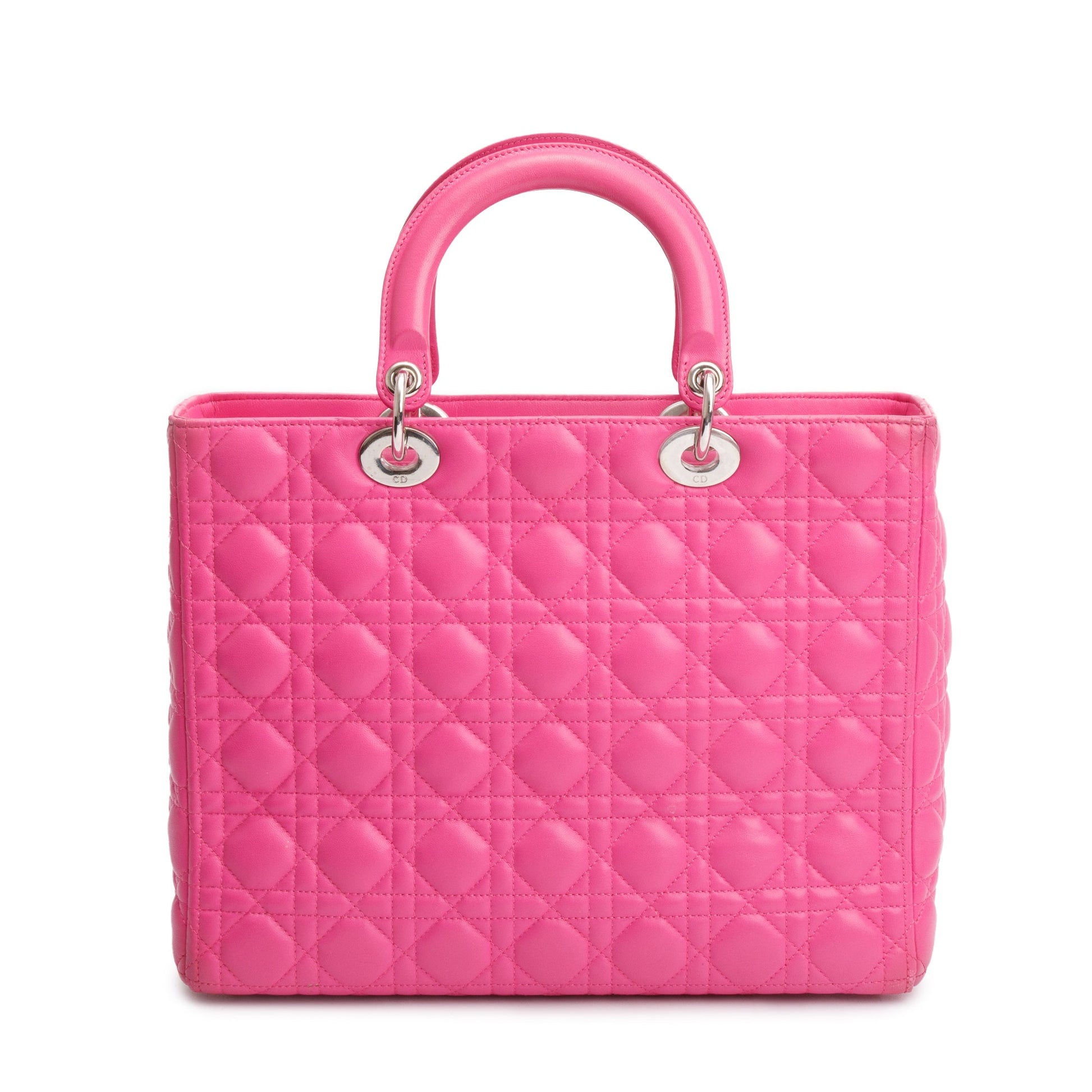 Christian Dior Pink Cannage Leather Large Lady Dior Bag