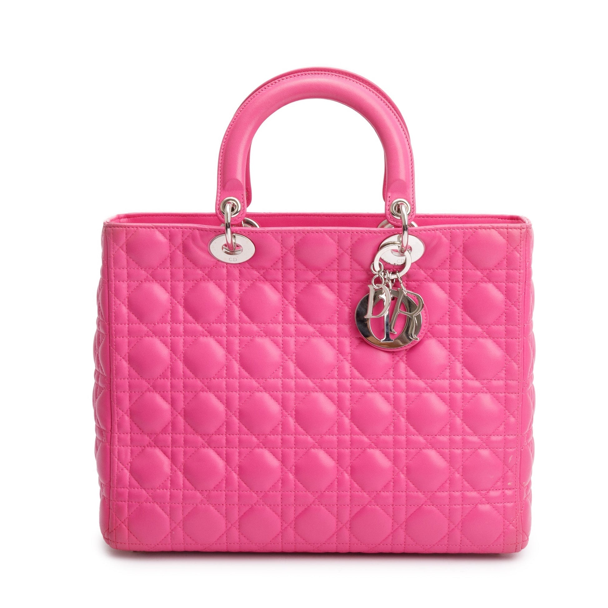 Christian Dior Pink Cannage Leather Large Lady Dior Bag