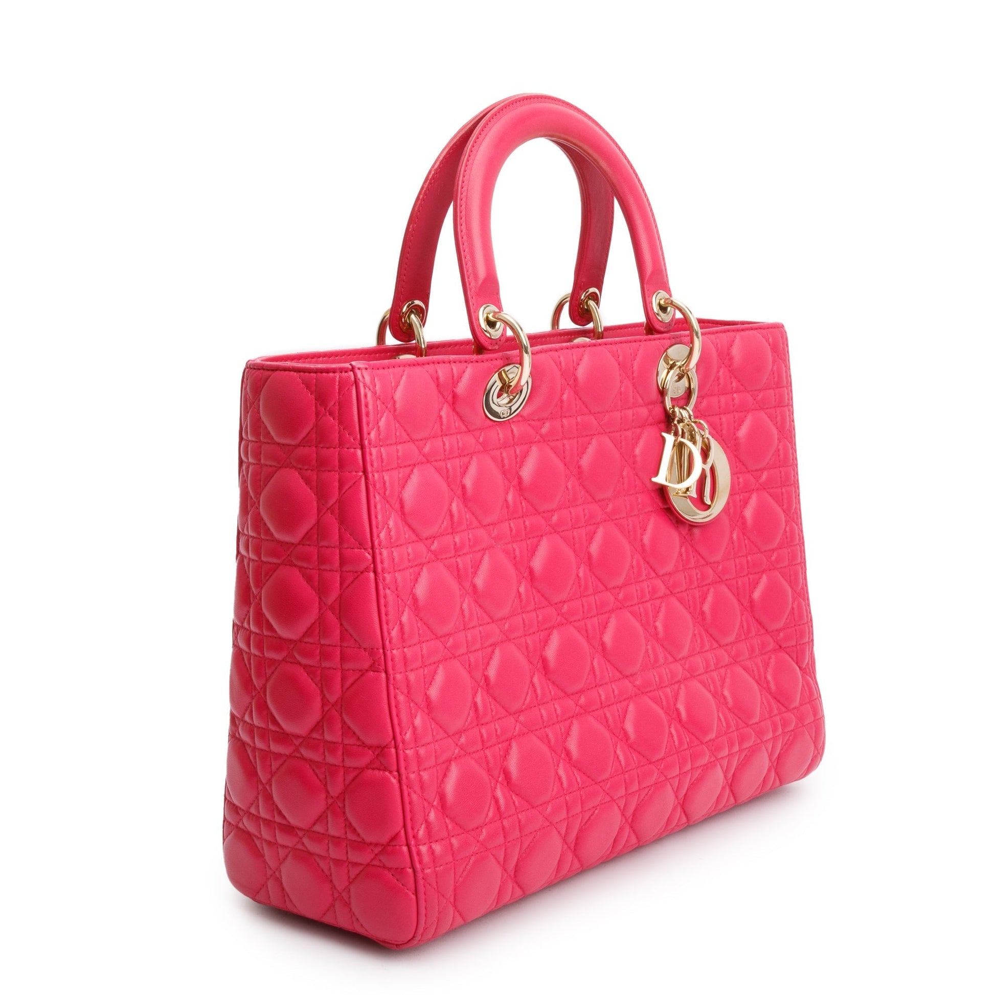 Christian Dior Pink Cannage Leather Large Lady Dior Bag