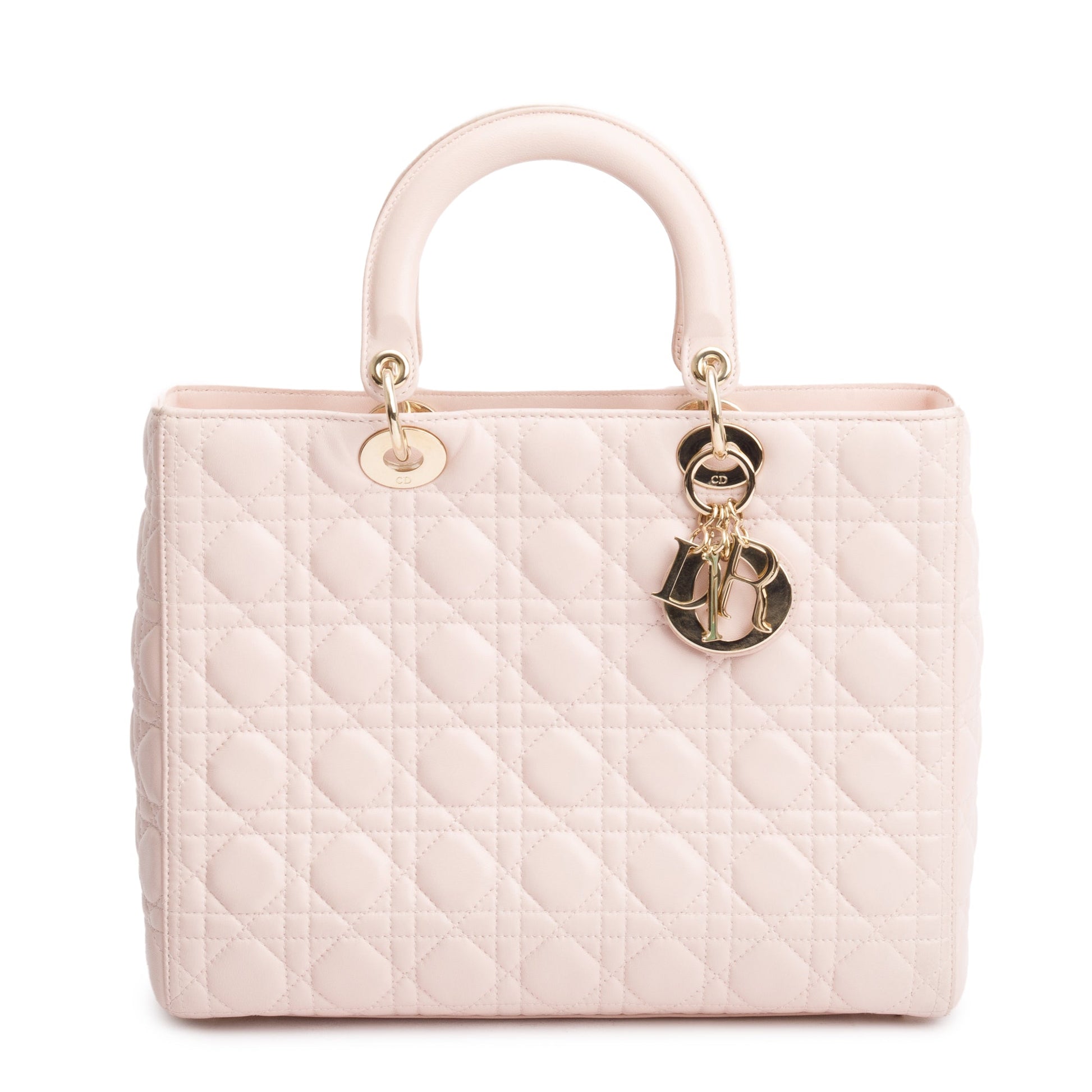 Christian Dior Pink Cannage Leather Large Lady Dior Bag