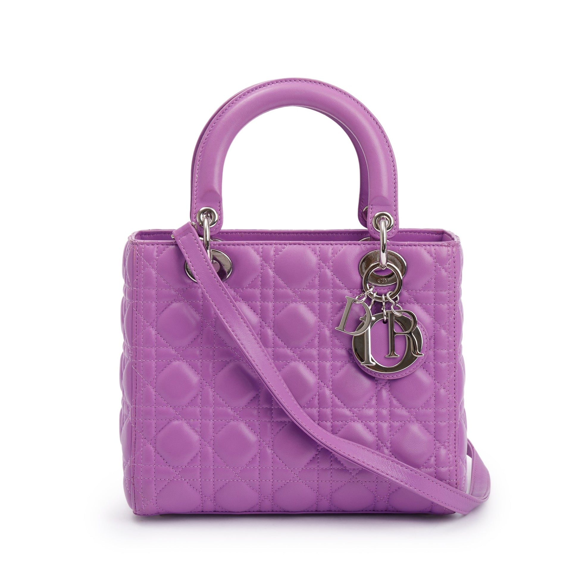 Christian Dior Purple Cannage Lambskin Leather Medium Lady Dior Bag