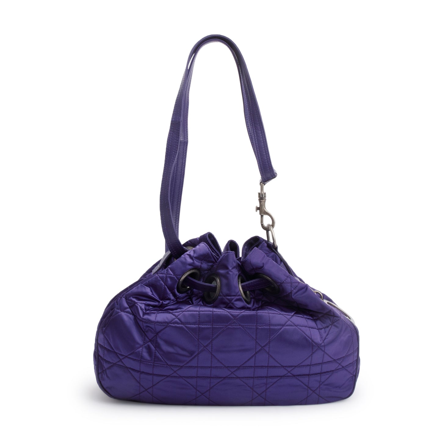 Christian Dior Purple Satin Cannage Drawstring Bag