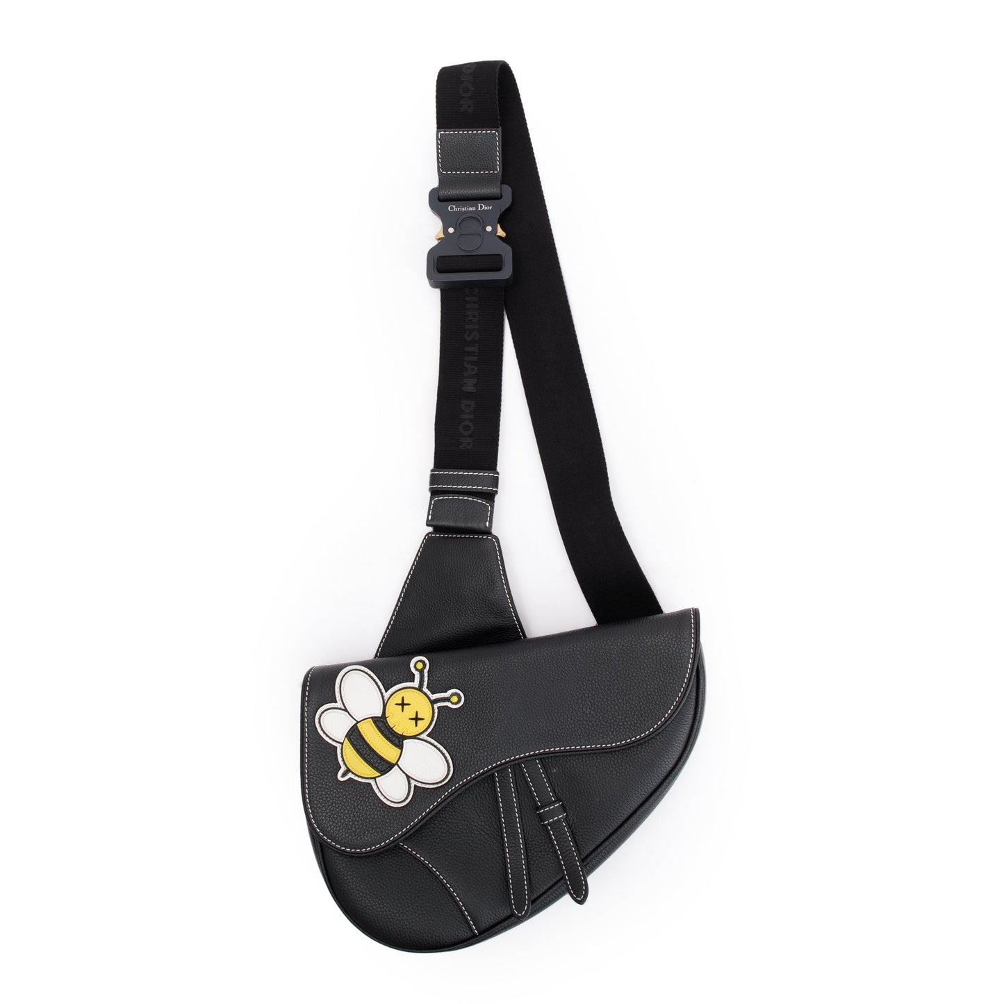 Christian Dior X Kaws Calfskin Leather Bee Saddle Bag