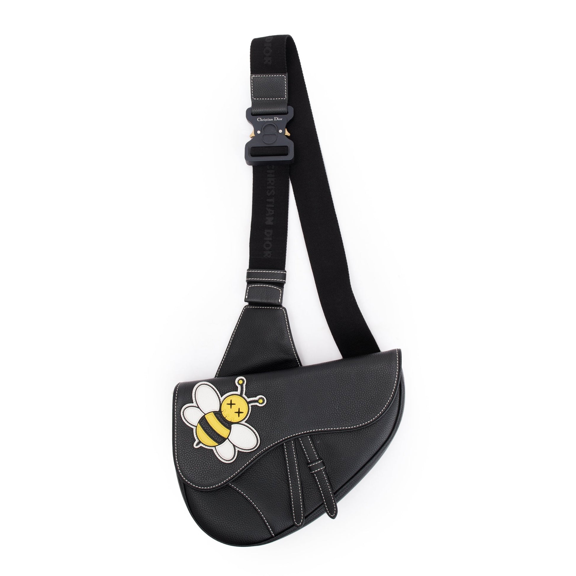 Christian Dior X Kaws Calfskin Leather Bee Saddle Bag