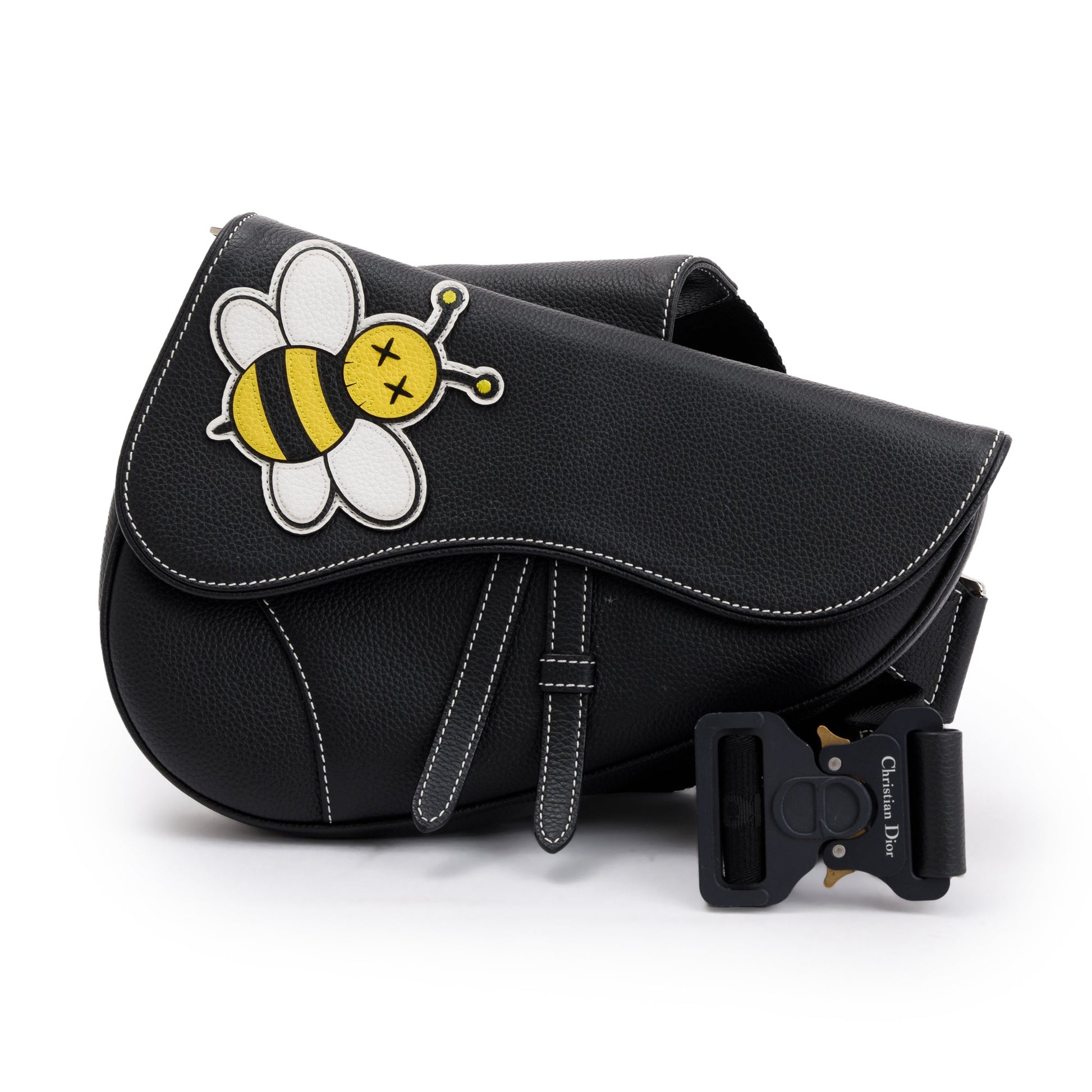 Christian Dior X Kaws Calfskin Leather Bee Saddle Bag