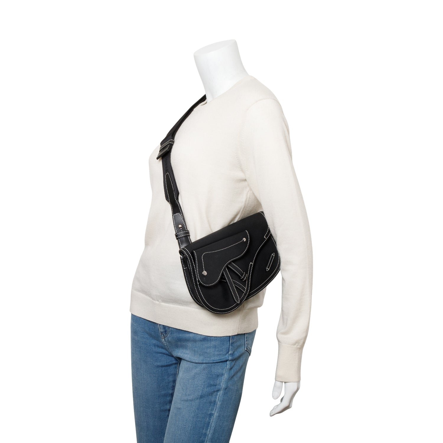 Christian Dior X Kaws Calfskin Leather Double Saddle Bag