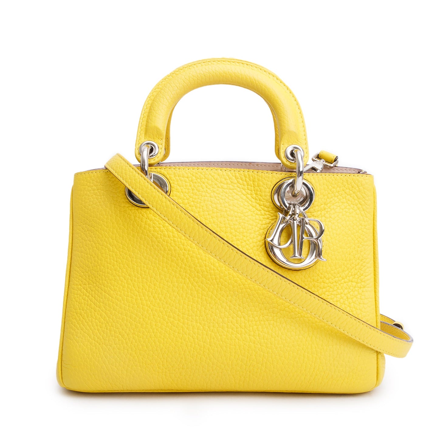 Christian Dior Yellow Calfskin Leather Mini Diorissimo Tote