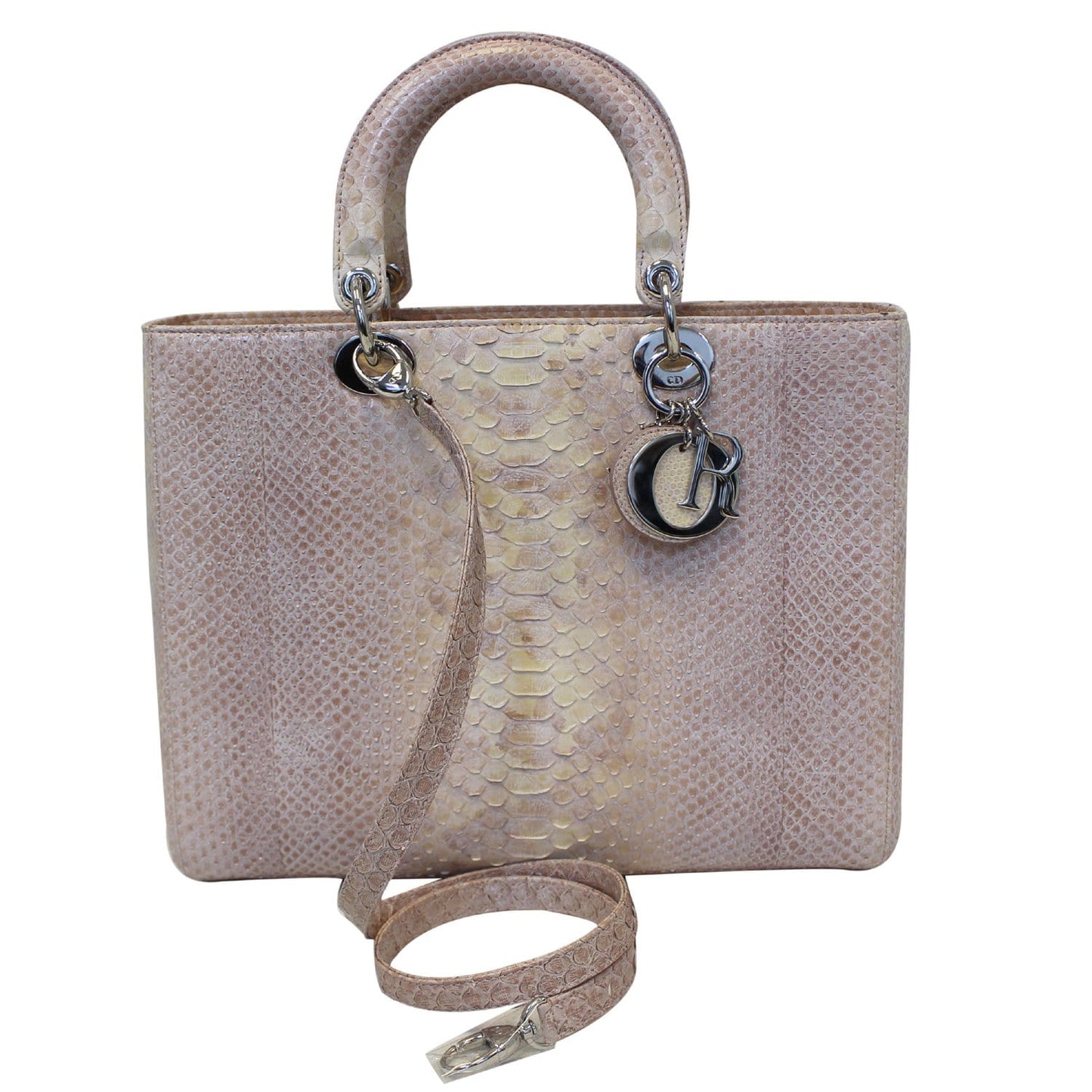 Christian Dior Lady Dior Large Python Shoulder Bag Blush Pink