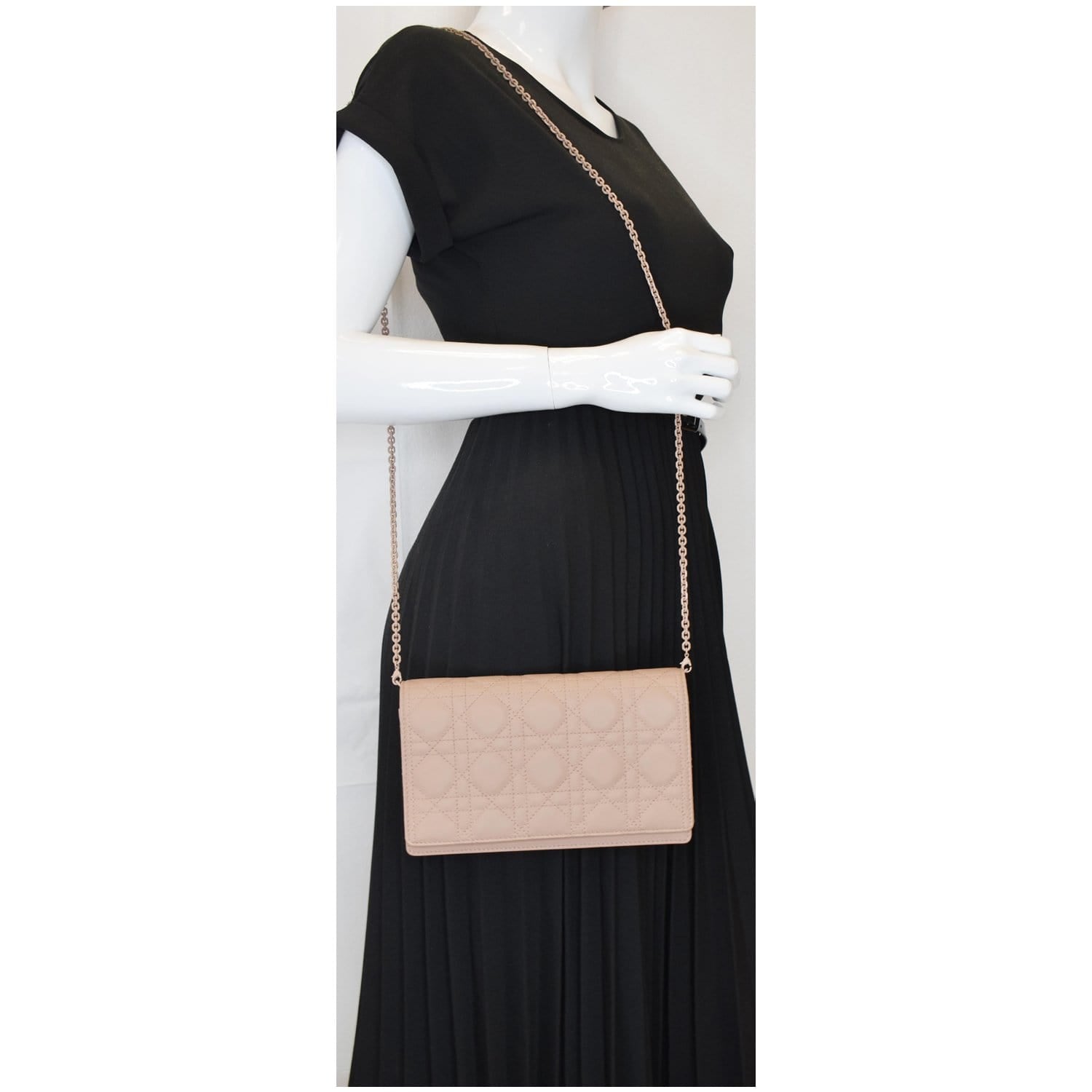 CHRISTIAN DIOR The Lady Dior Calfskin Chain Pouch Bag Blush Ultramatte - Final Sale
