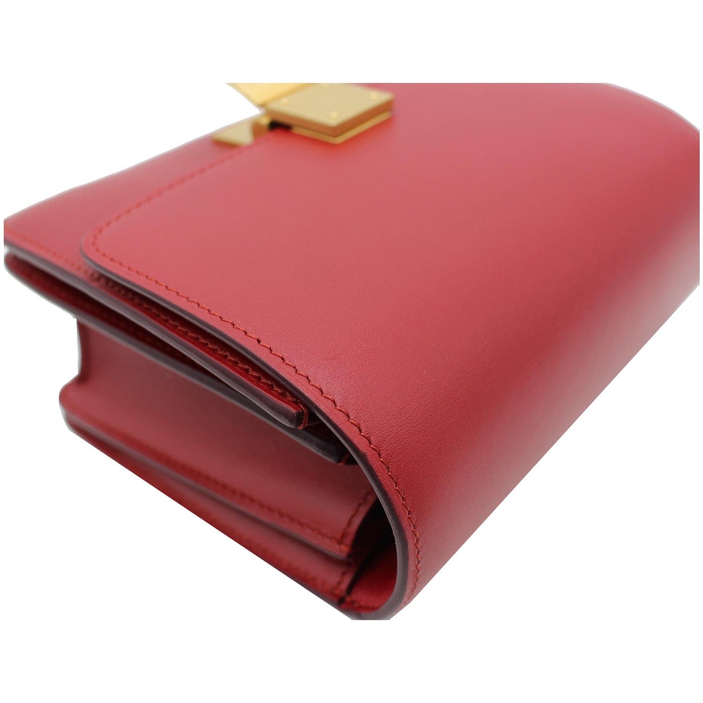 CELINE Small Classic Box Leather Flap Shoulder Bag Red