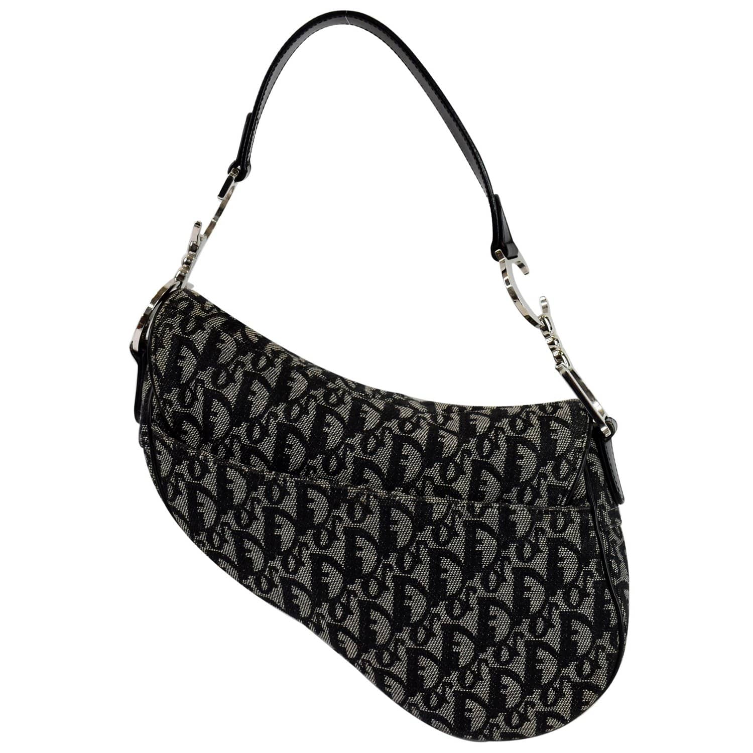 CHRISTIAN DIOR Saddle Oblique Jacquard Shoulder Bag Black - 15% OFF