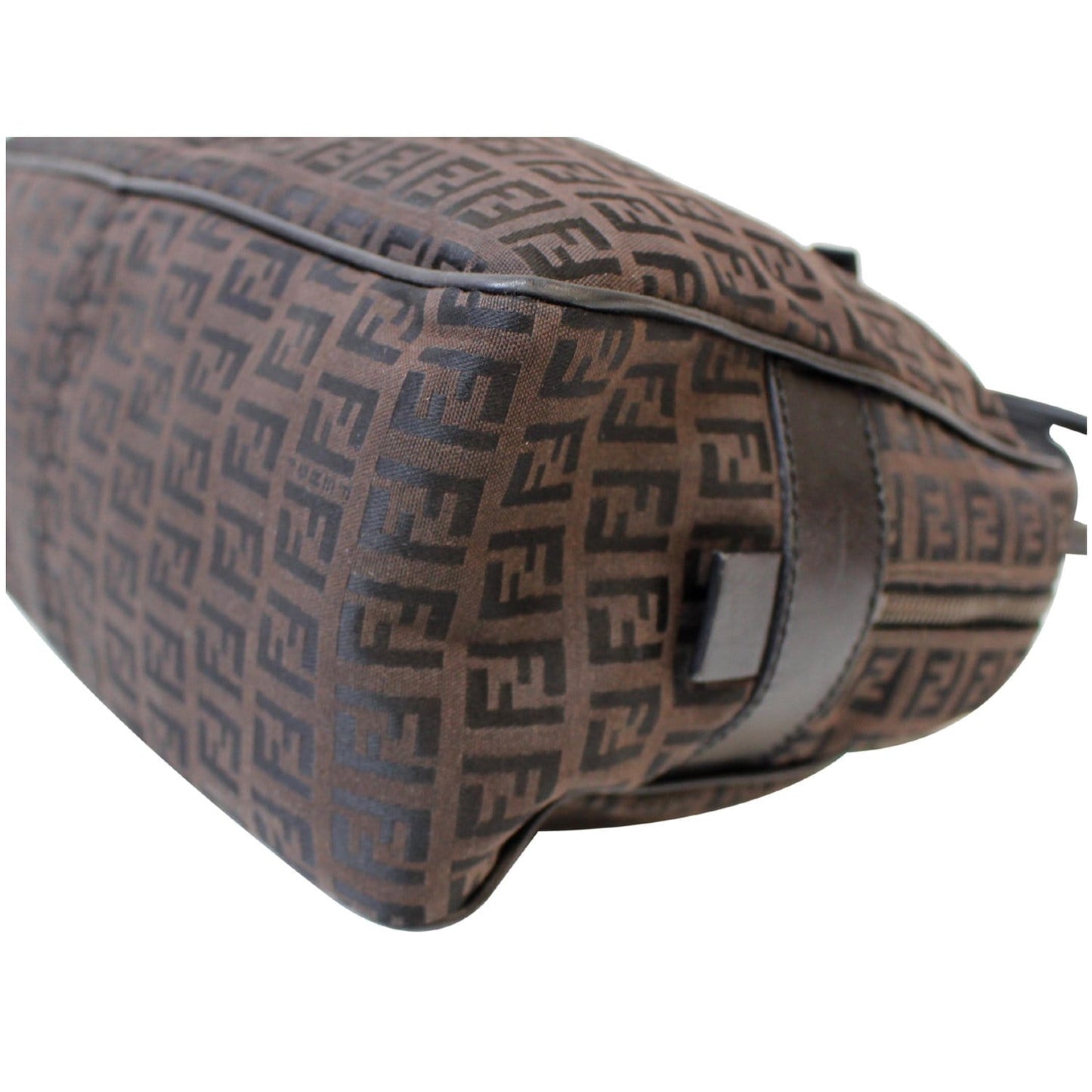 FENDI Top Handle Zucca Fabric Canvas Tote Brown