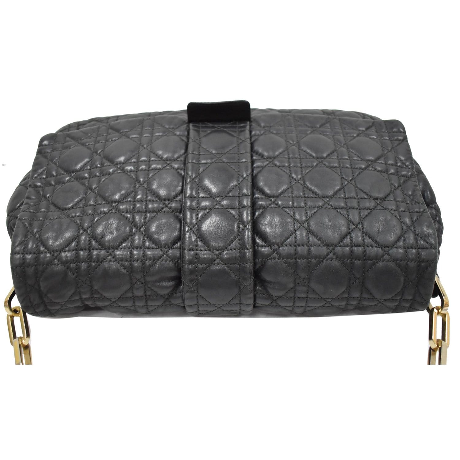 CHRISTIAN DIOR Cannage New Lock Flap Leather Shoulder Bag Black