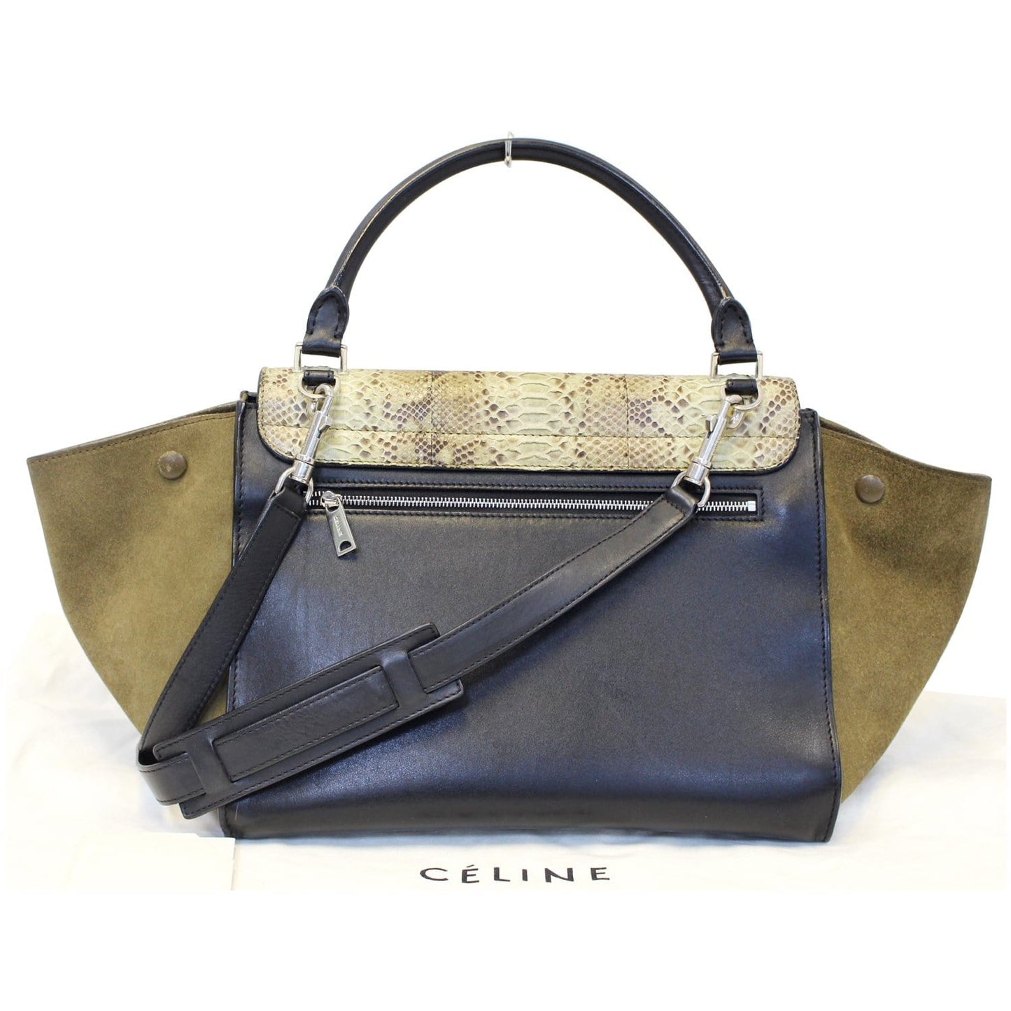Celine Python and Black Leather Small Trapeze Bag