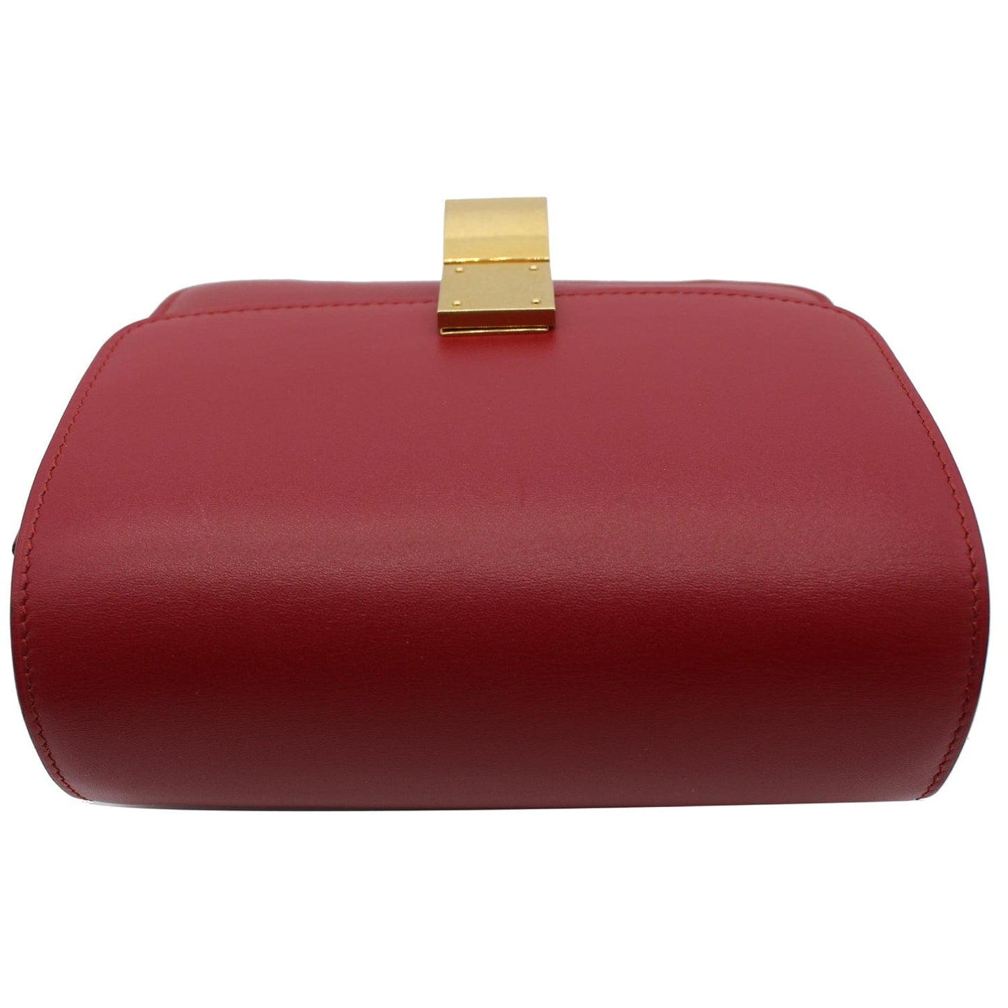 CELINE Small Classic Box Leather Flap Shoulder Bag Red