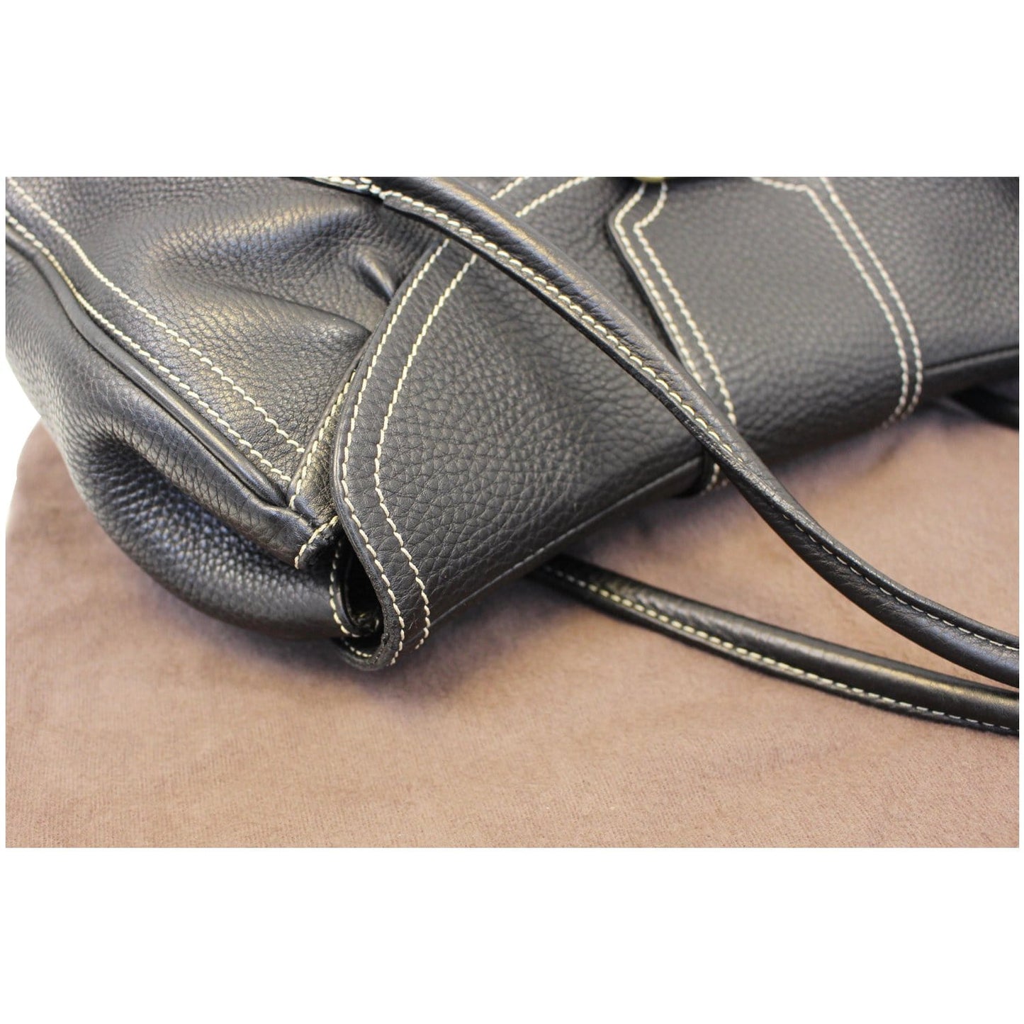 Celine Buckle Leather Satchel Bag Black - Last Call