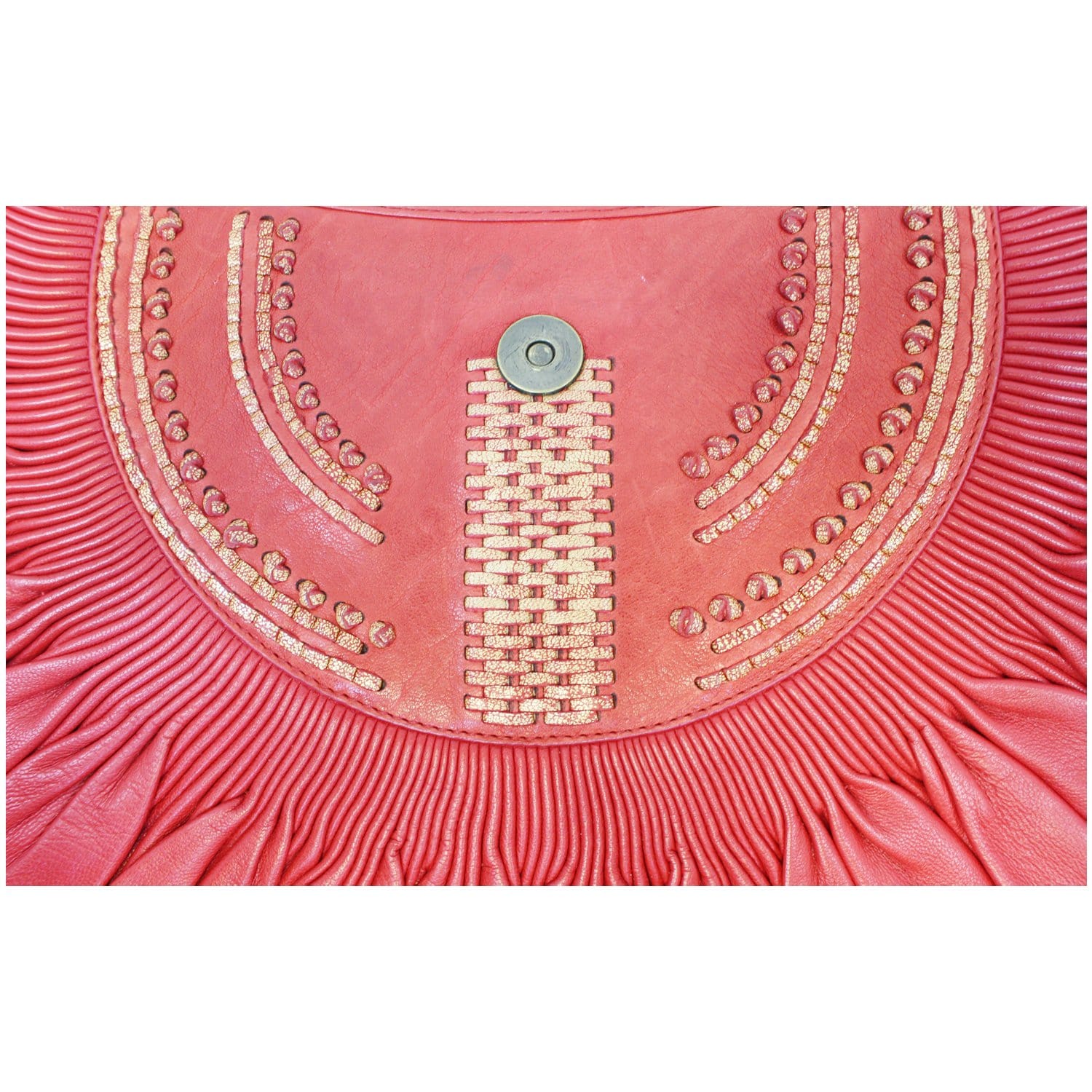 CHRISTIAN DIOR Plisse Pleated Leather Hobo Bag Red - 20% OFF