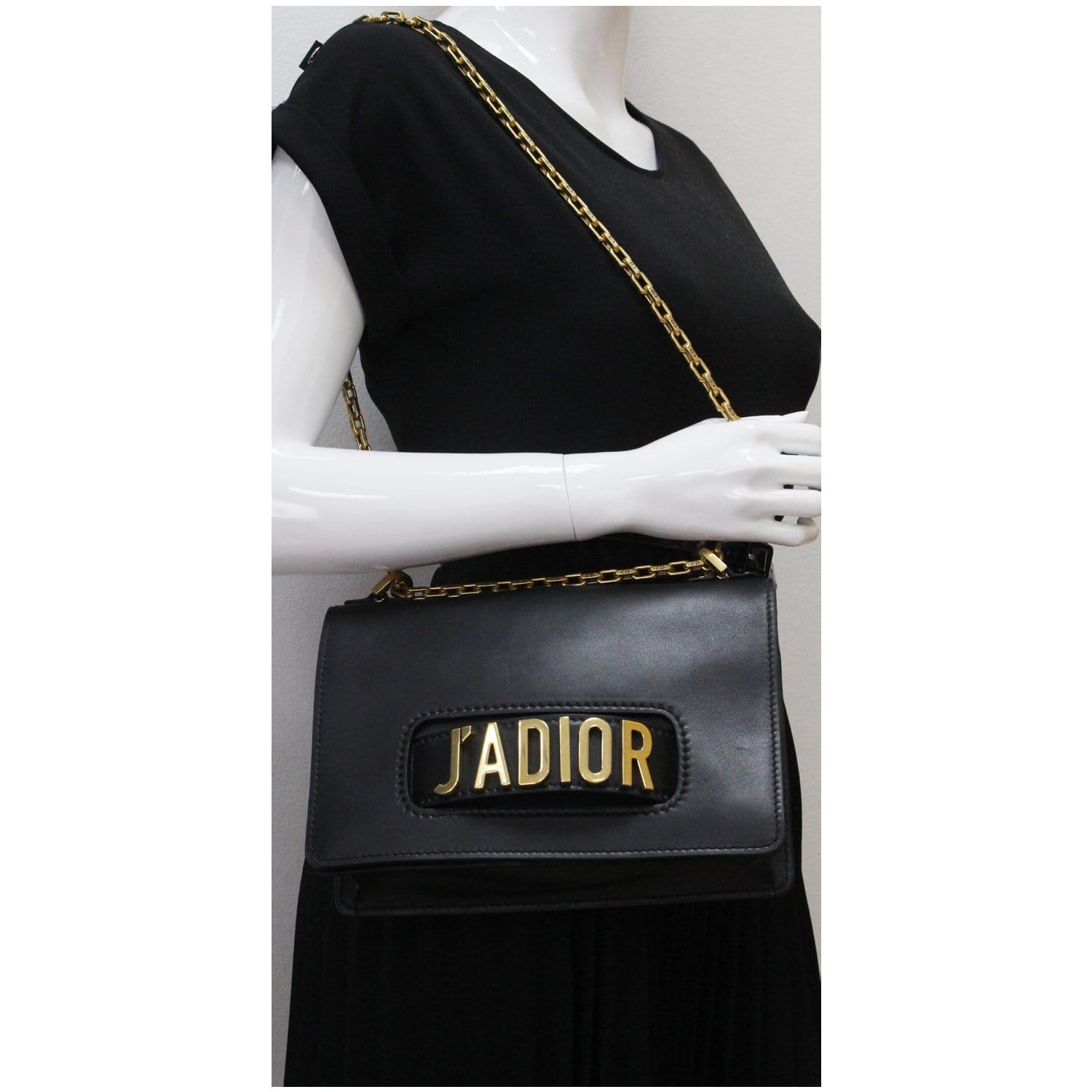 Christian Dior J'Adior Medium Calfskin Leather Flap Shoulder Bag Black - 10% OFF