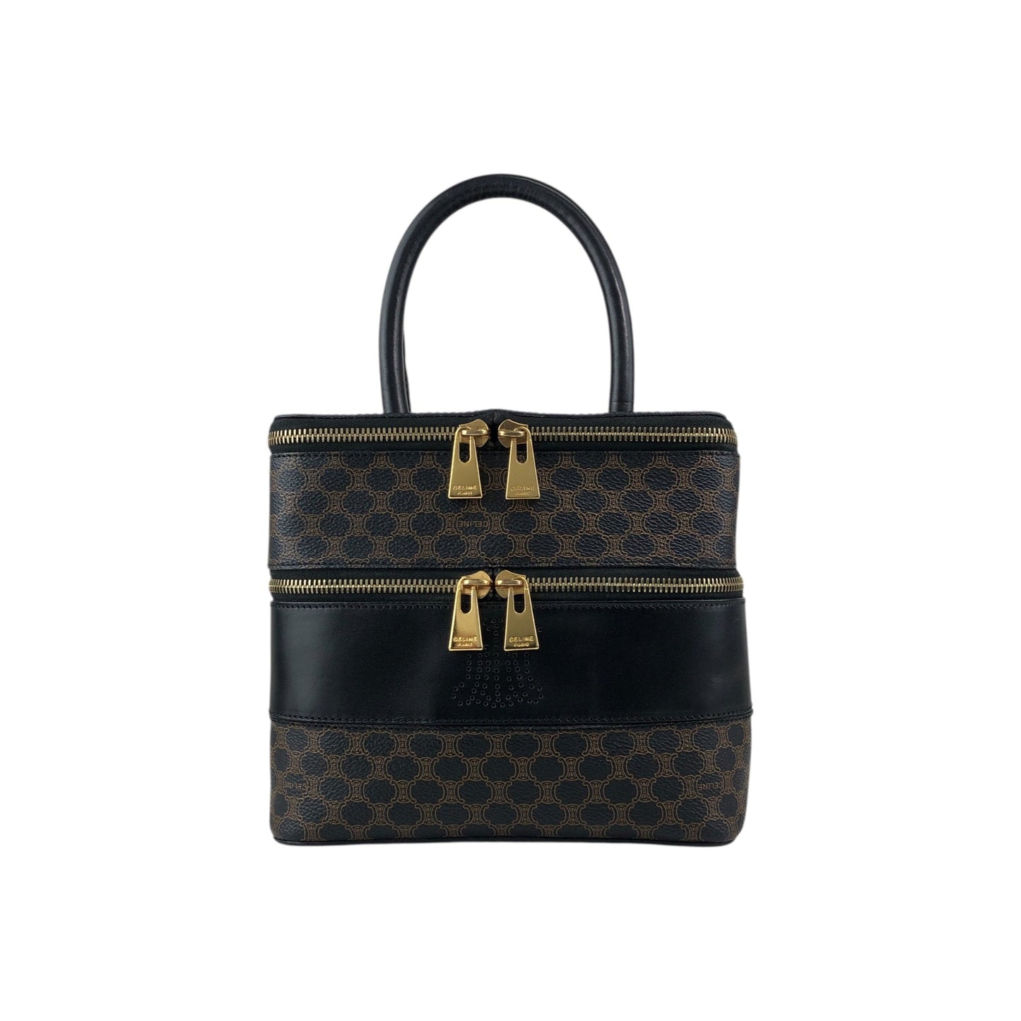 CELINE Macadam Triomphe Handbag Vanity bag Black utd2i7